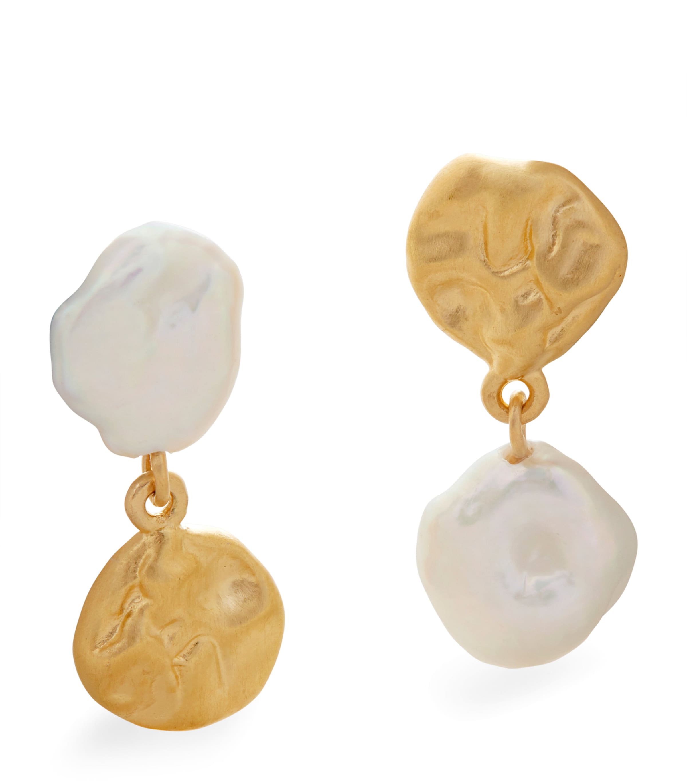 Small Gold Vermeil and Keshi Pearl Drop Earrings