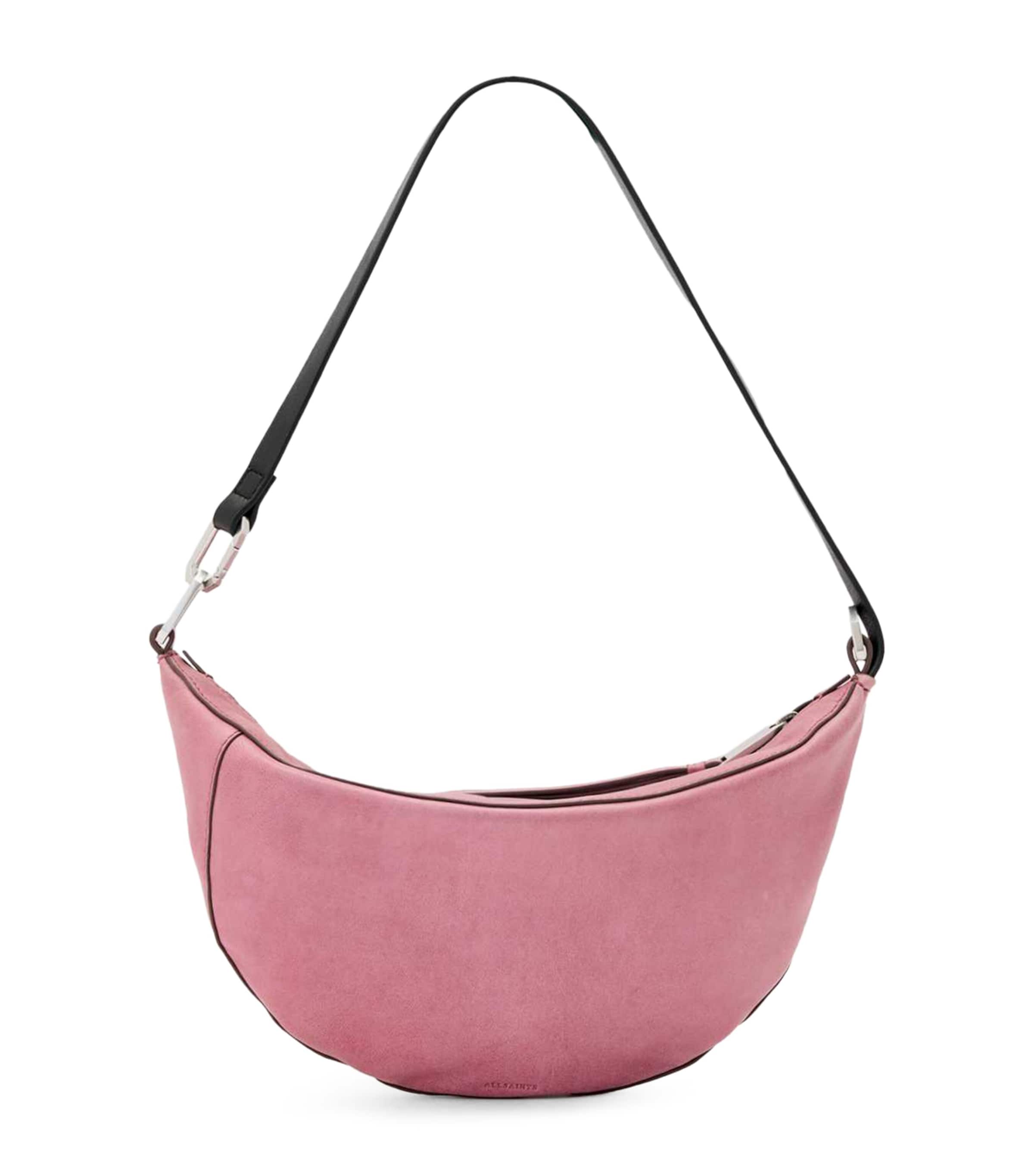 AllSaints Mini Leather Luna Shoulder Bag Raspberry Pink