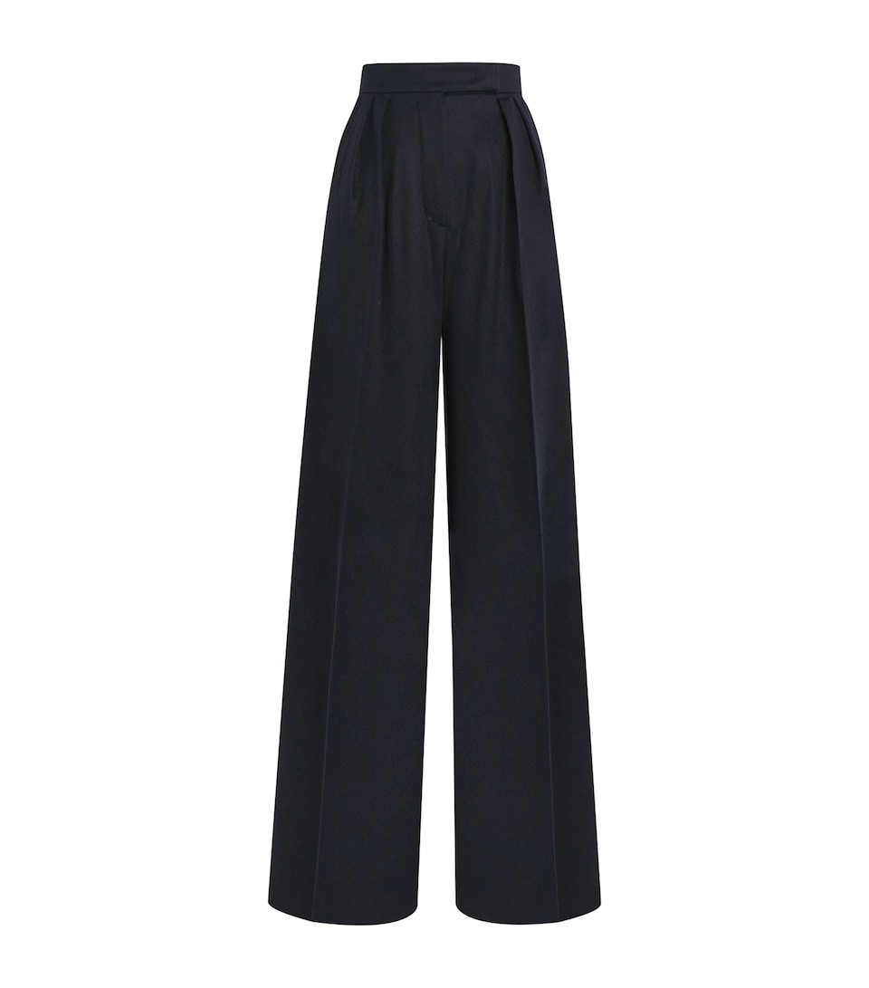 Wool Pleated Straight Trousers