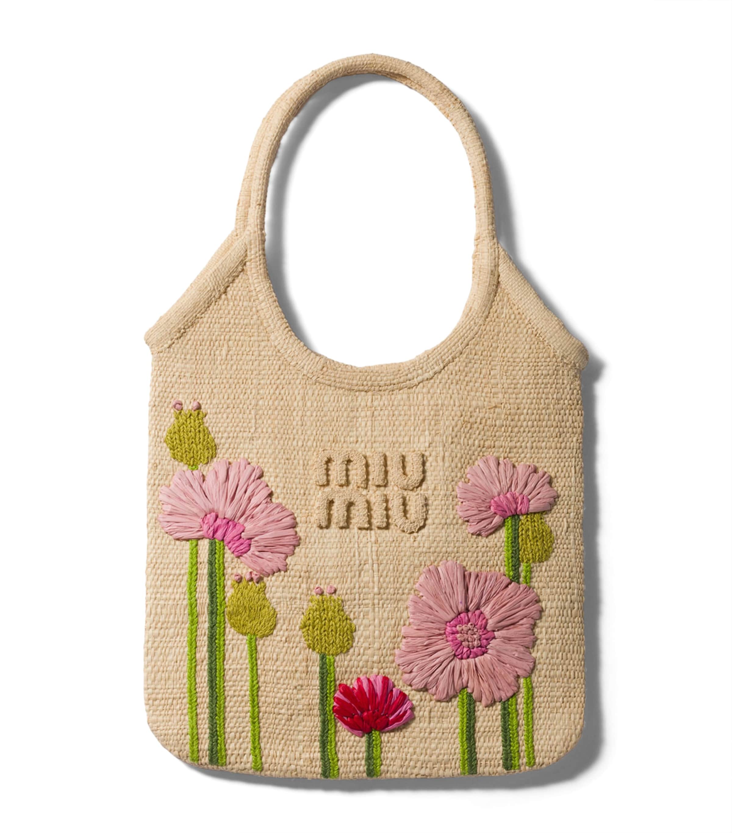 Miu Miu Raffia Ivy Tote Bag Neutral