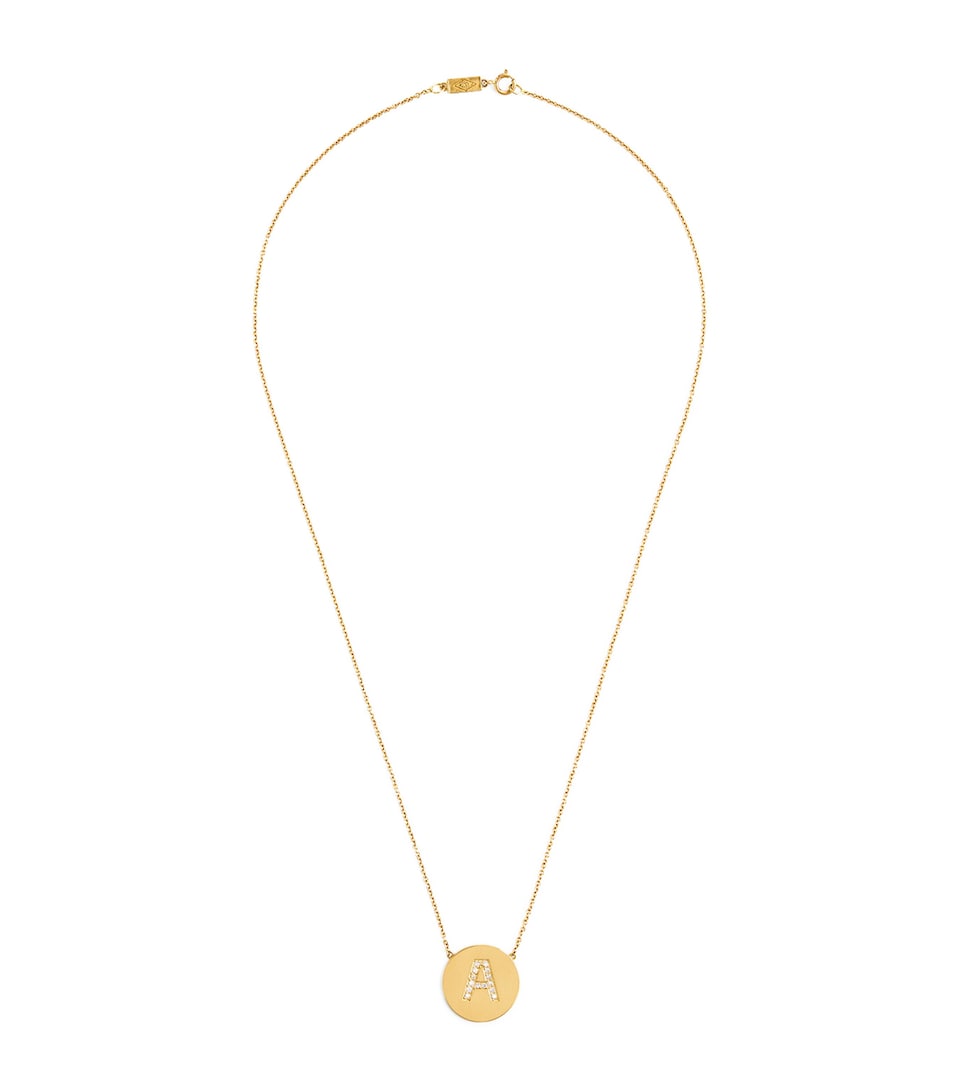 Yellow Gold and Diamond A Initial Necklace