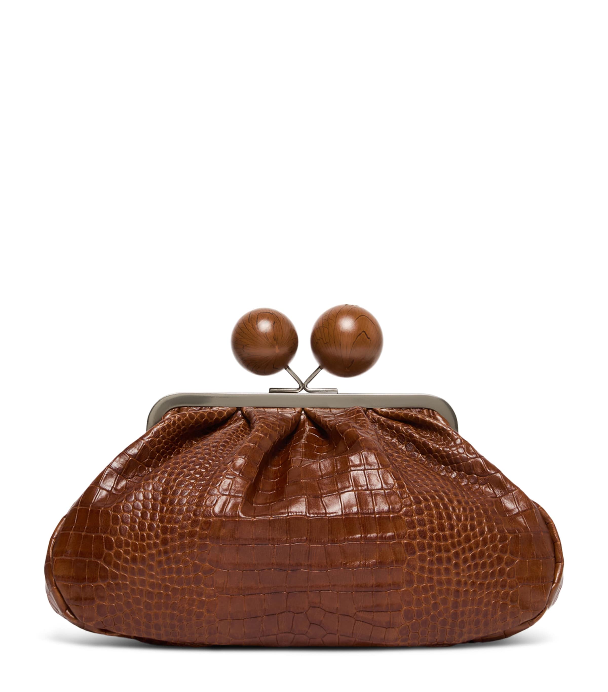 Medium Croc-Embossed Leather Pasticcino Clutch Bag