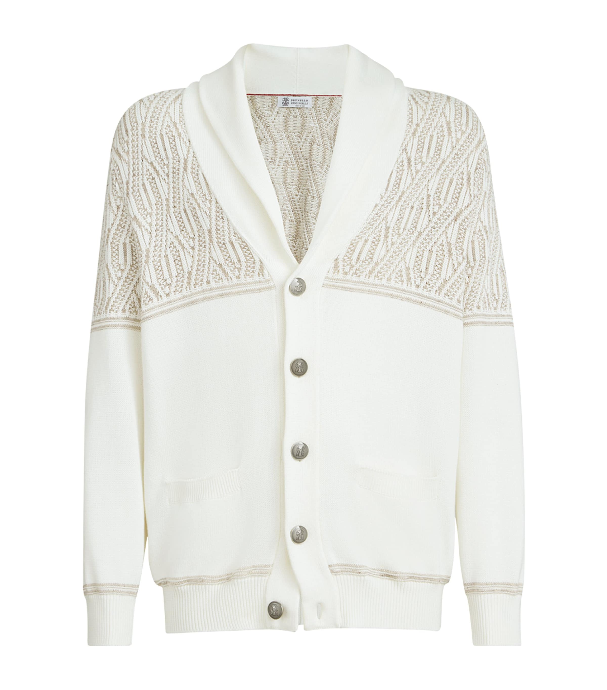 Jacquard Shawl-Collar Cardigan