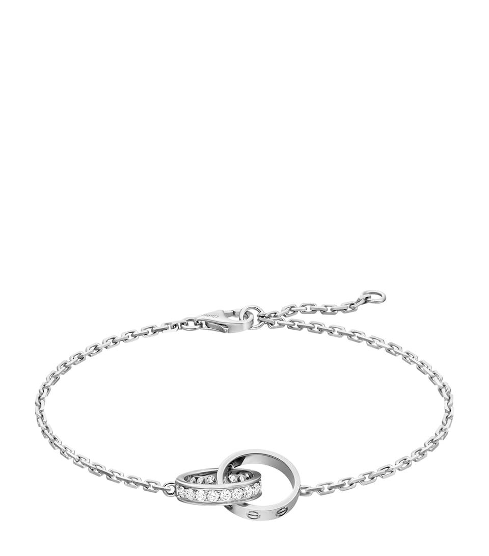 White Gold and Diamond LOVE Chain Bracelet