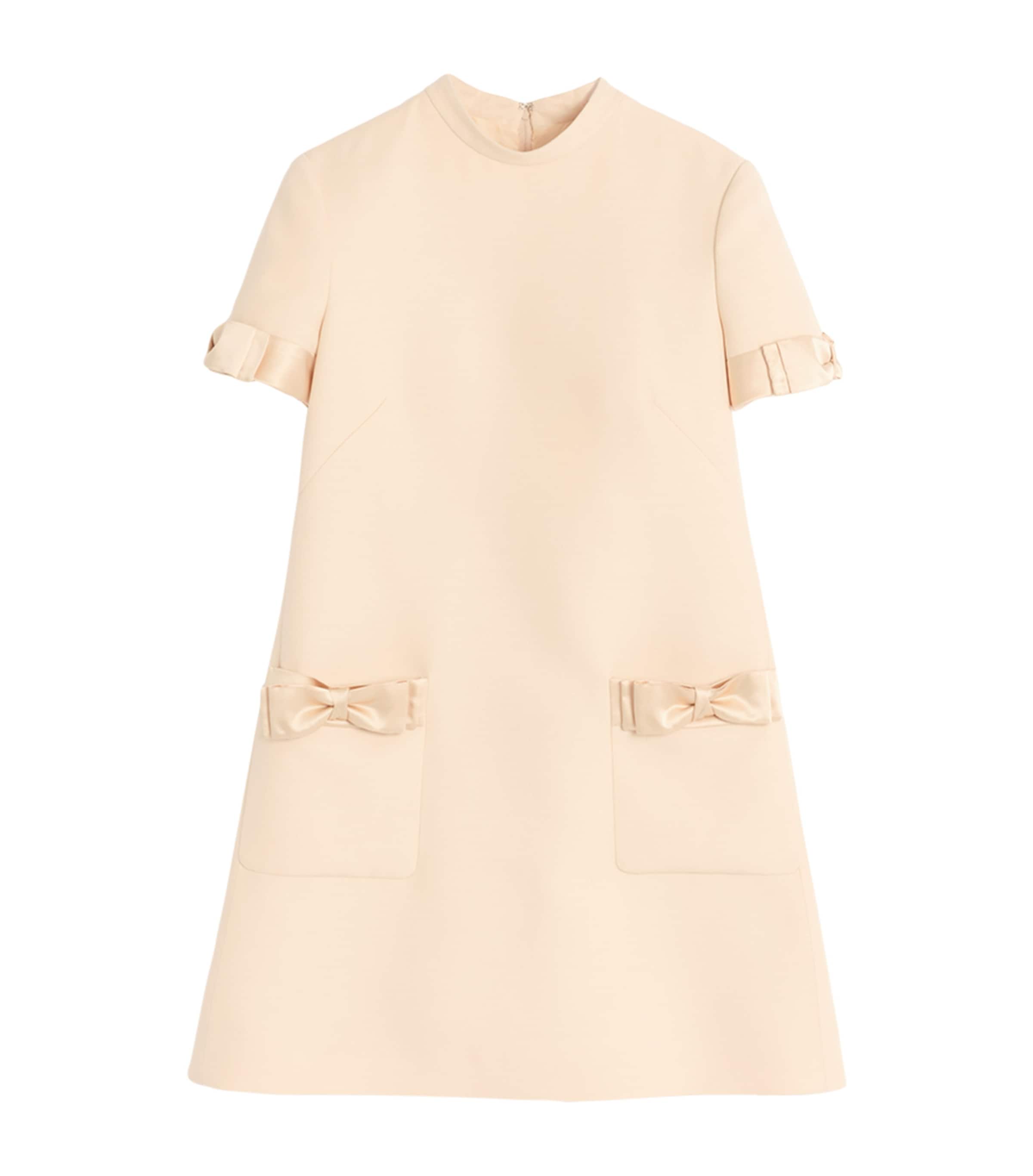 Wool-Silk Bow-Embellished Mini Dress