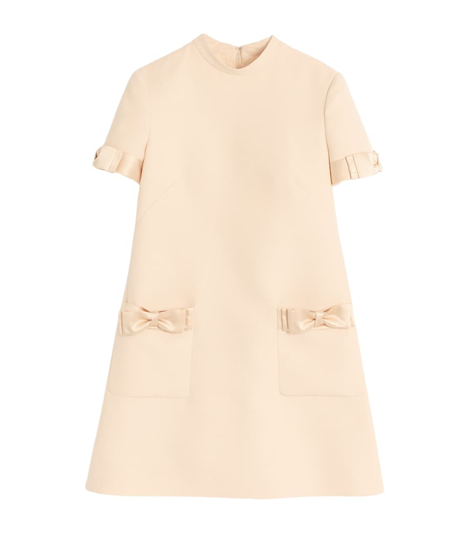 Wool-Silk Bow-Embellished Mini Dress