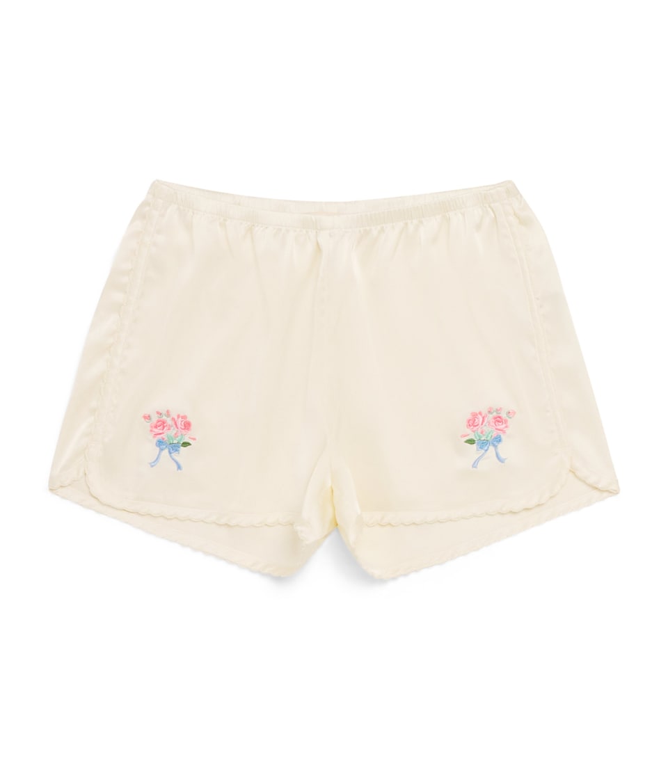 KONGES SLOJD Floral Embroidered Sheeny Shorts (9 Months-10 Years)