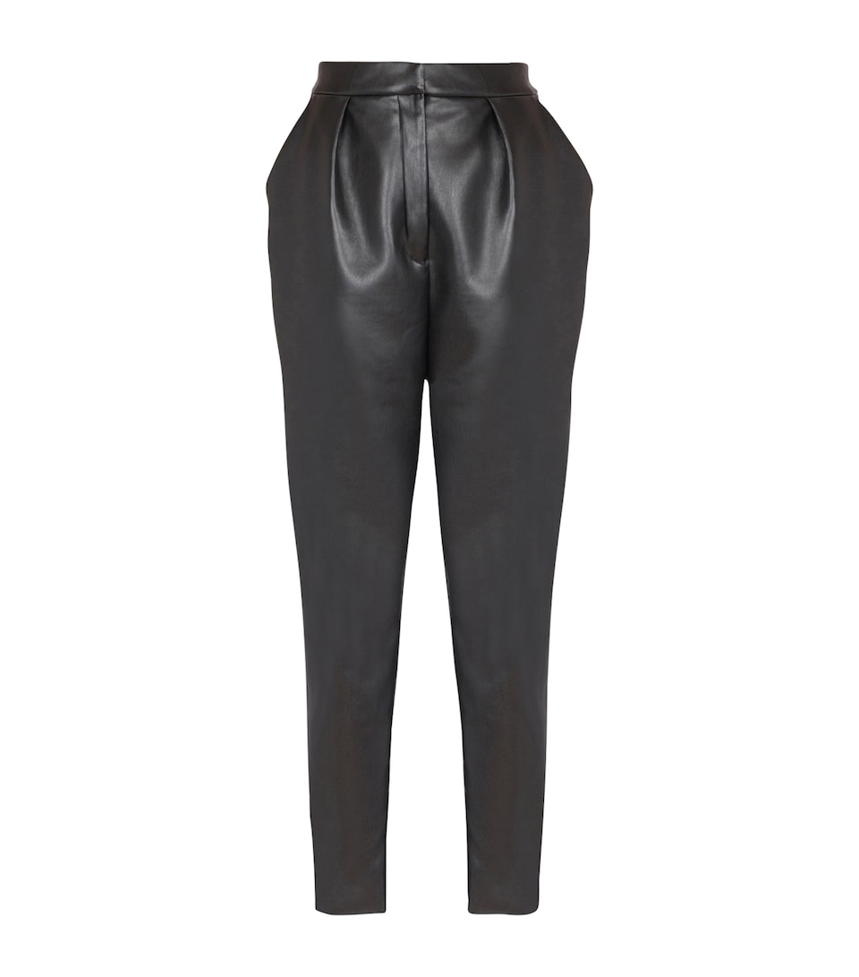 Faux Leather High-Rise Slim Trousers