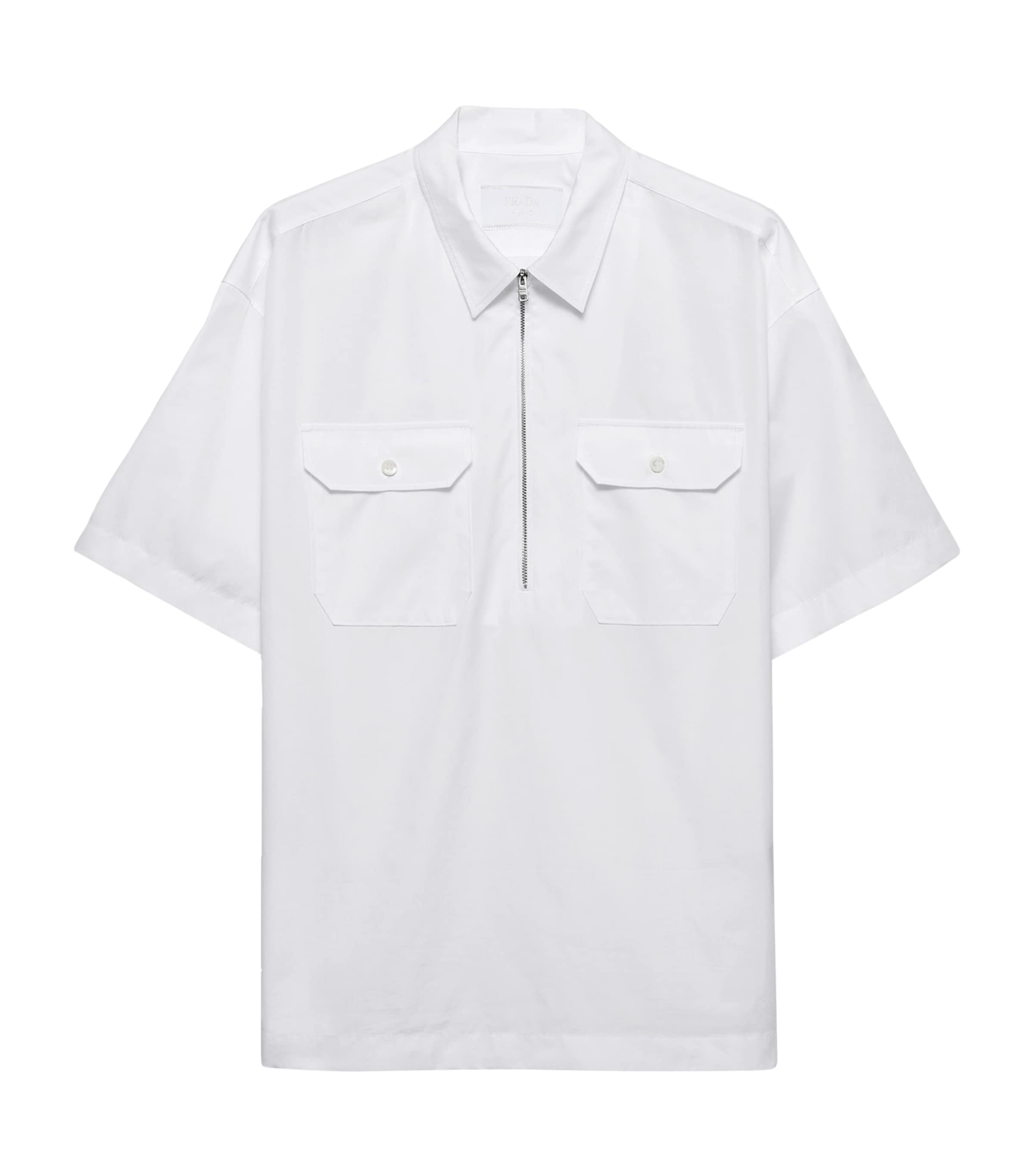Prada Mens Cotton Bowling Shirt White