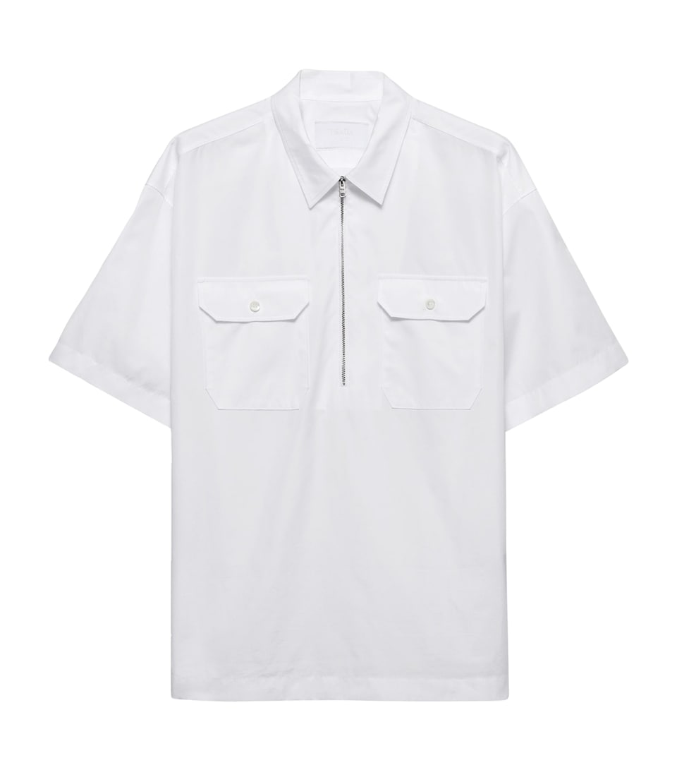 Prada Mens Cotton Bowling Shirt White
