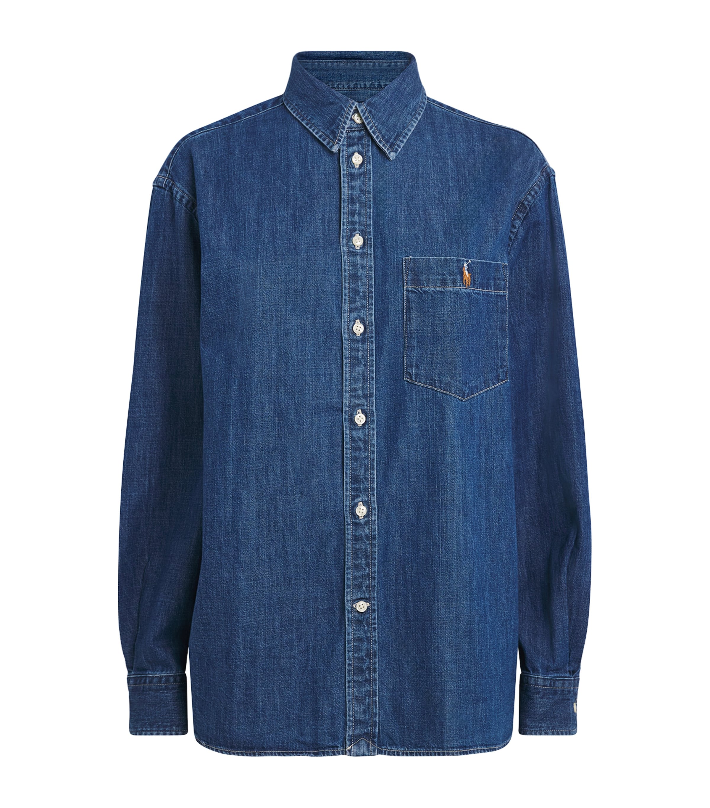 Polo Ralph Lauren Womens The Big Cotton Denim Shirt Lapia Wash