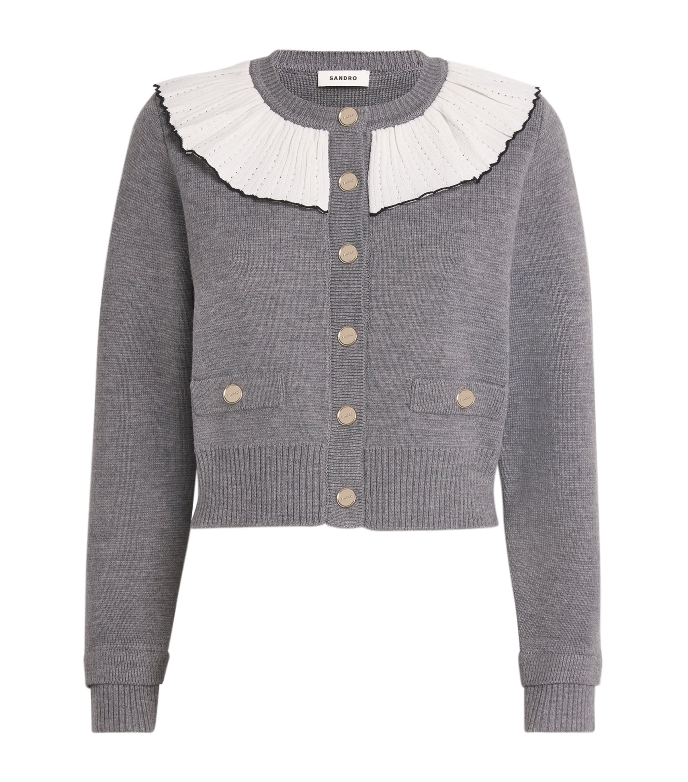 Wool-Blend Ruffle-Collar Cardigan