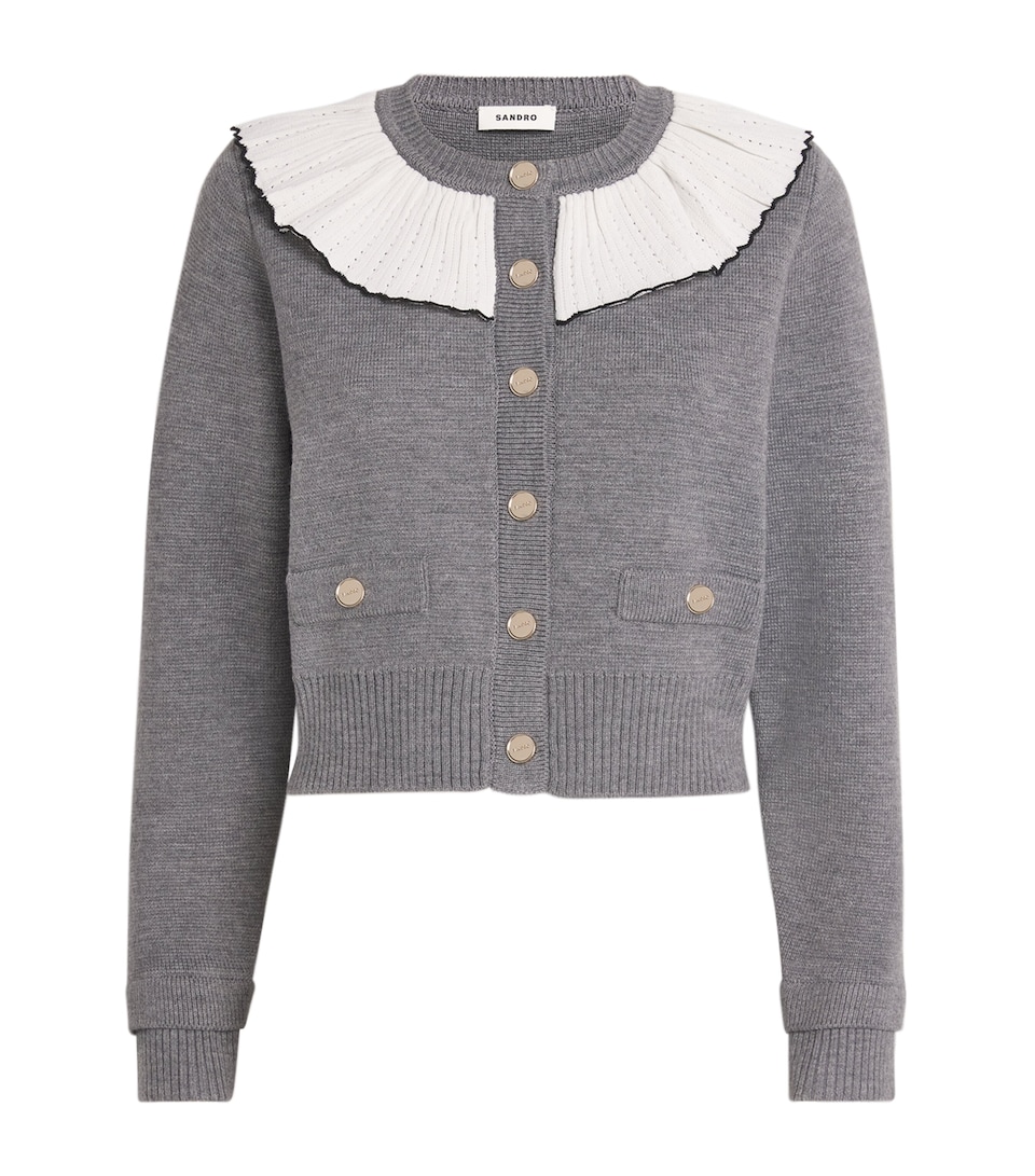 Wool-Blend Ruffle-Collar Cardigan