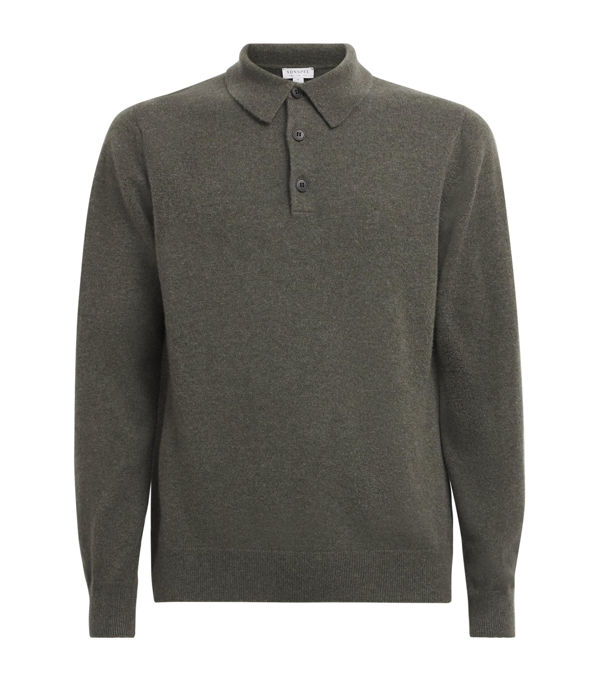 Sunspel Mens Cashmere Long-Sleeve Polo Shirt