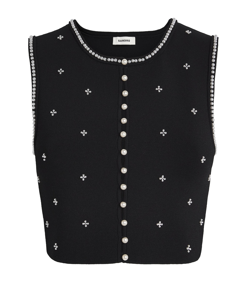 Knitted Embellished Crop Top
