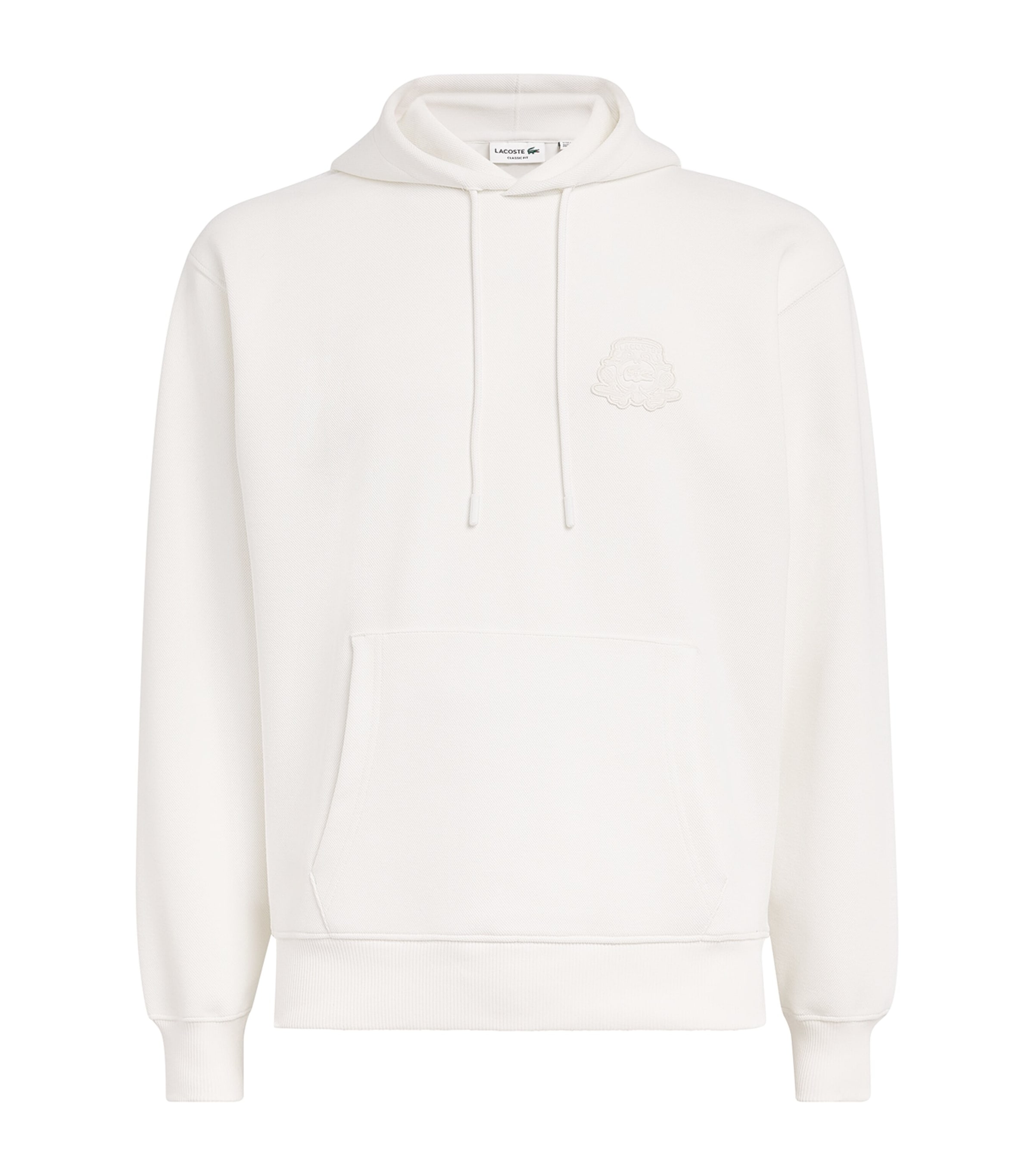 Lacoste Mens Embossed Crest Hoodie Flour