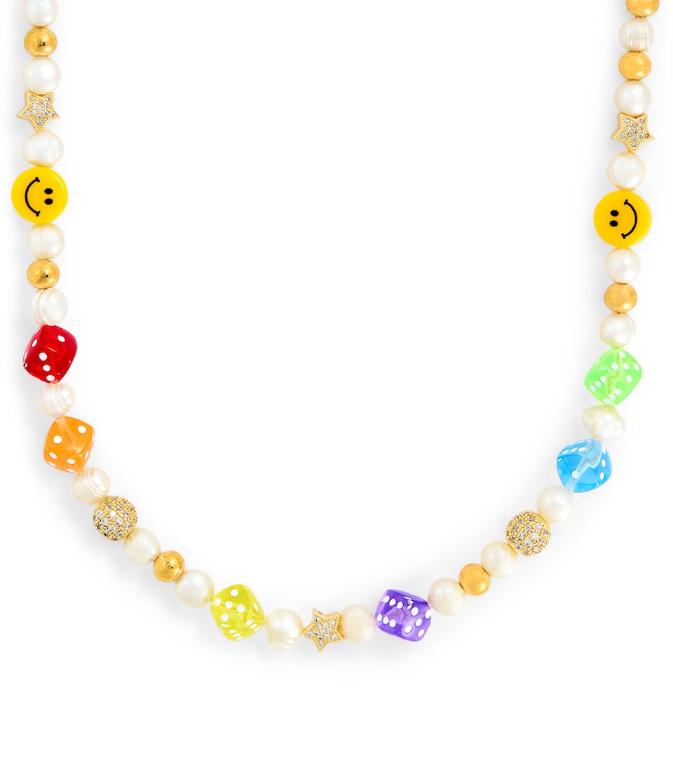 Pearl-Detail Pair of Dice Necklace