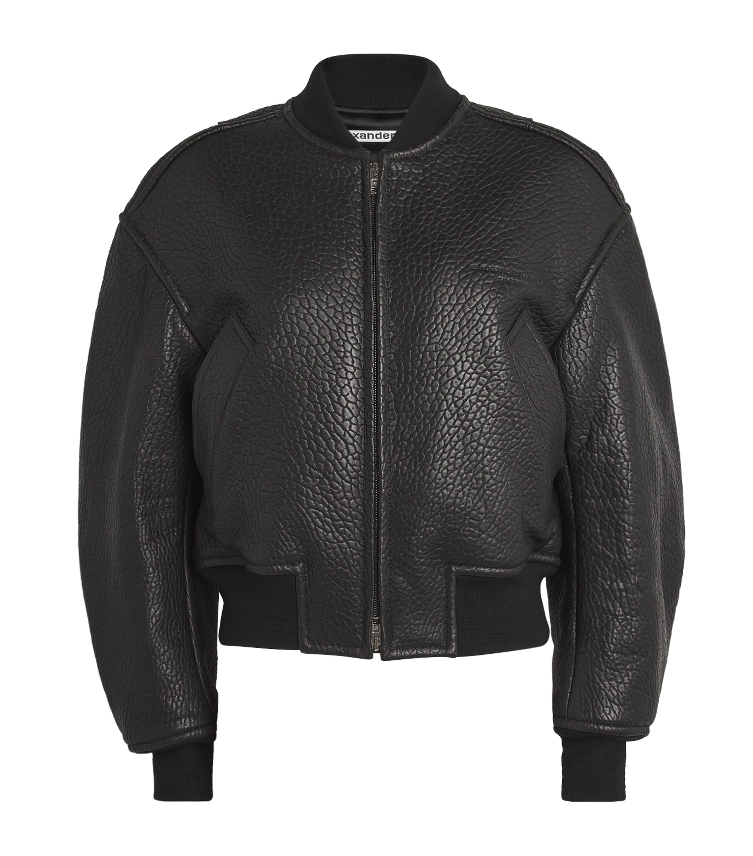 Lambskin Cropped Bomber Jacket