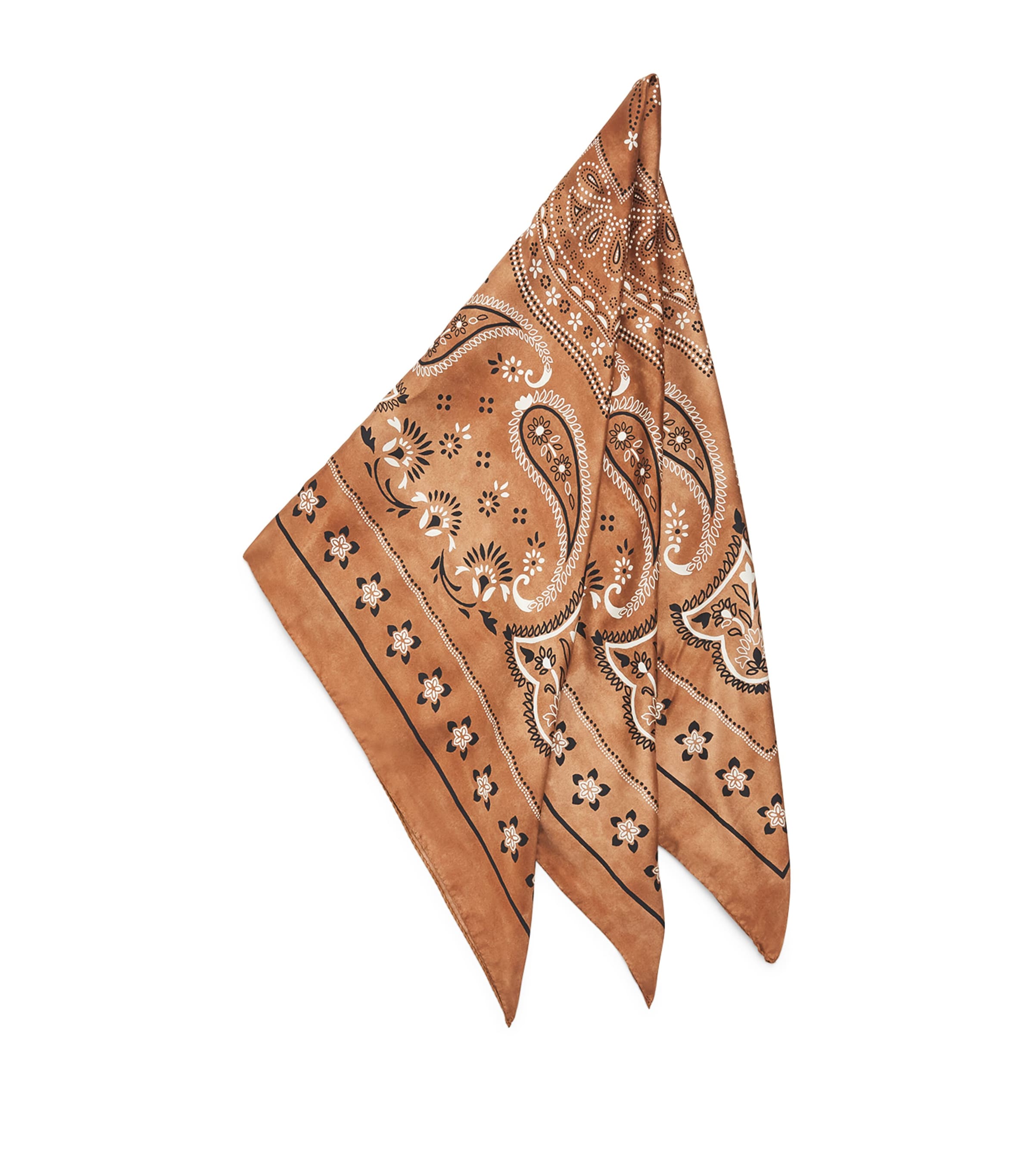 Sandro Paris Silk Bandana Print Scarf Brown / Black