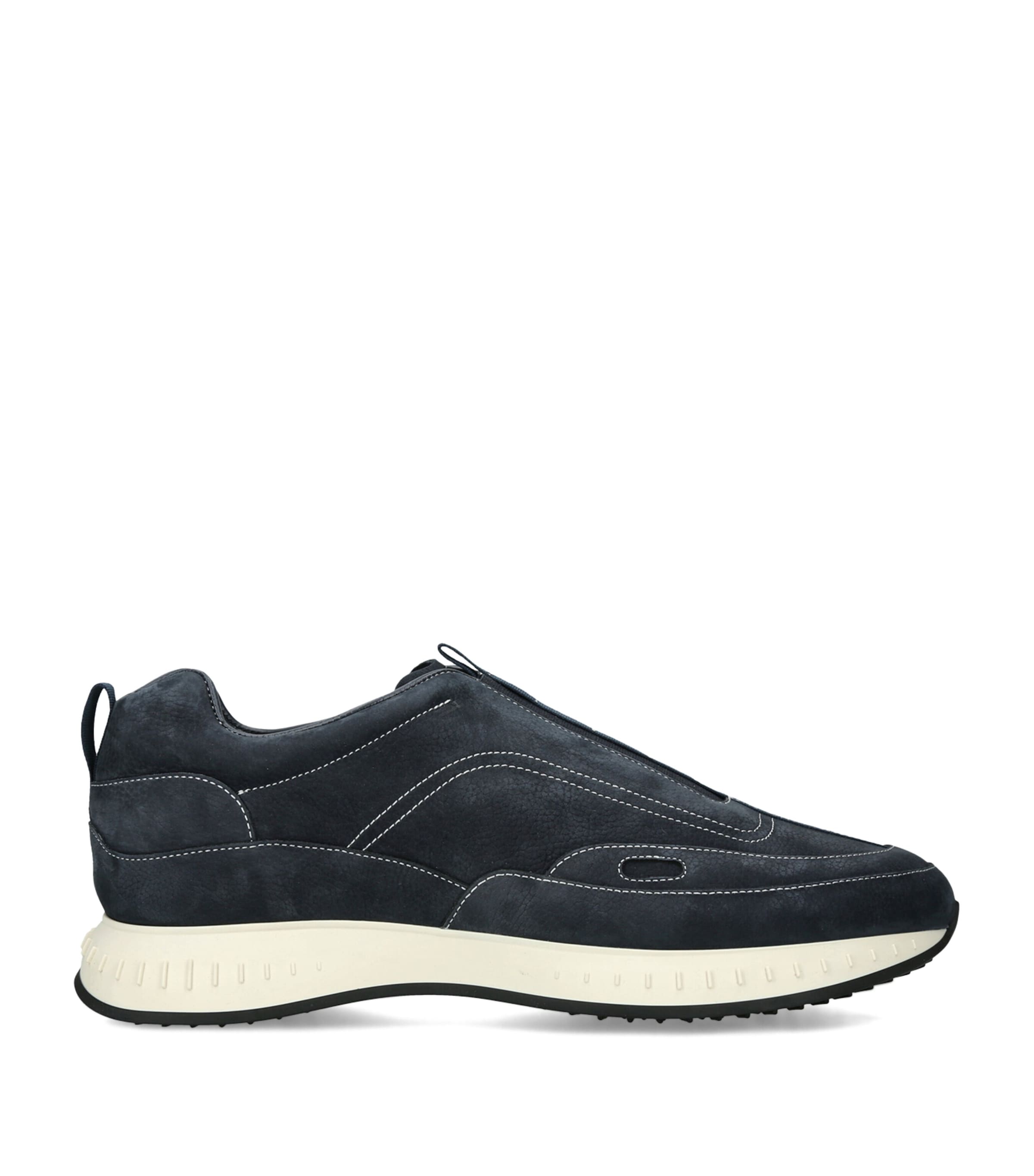 John Lobb Nubuck Leather Stream Elastic Sneakers Navy
