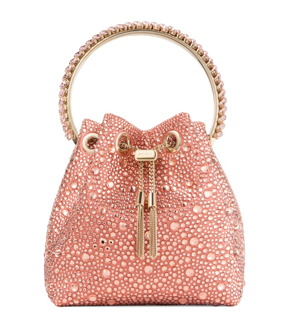 Jimmy Choo Bon Bon Embellished Top-Handle Bag Grapefruit/crystal/l