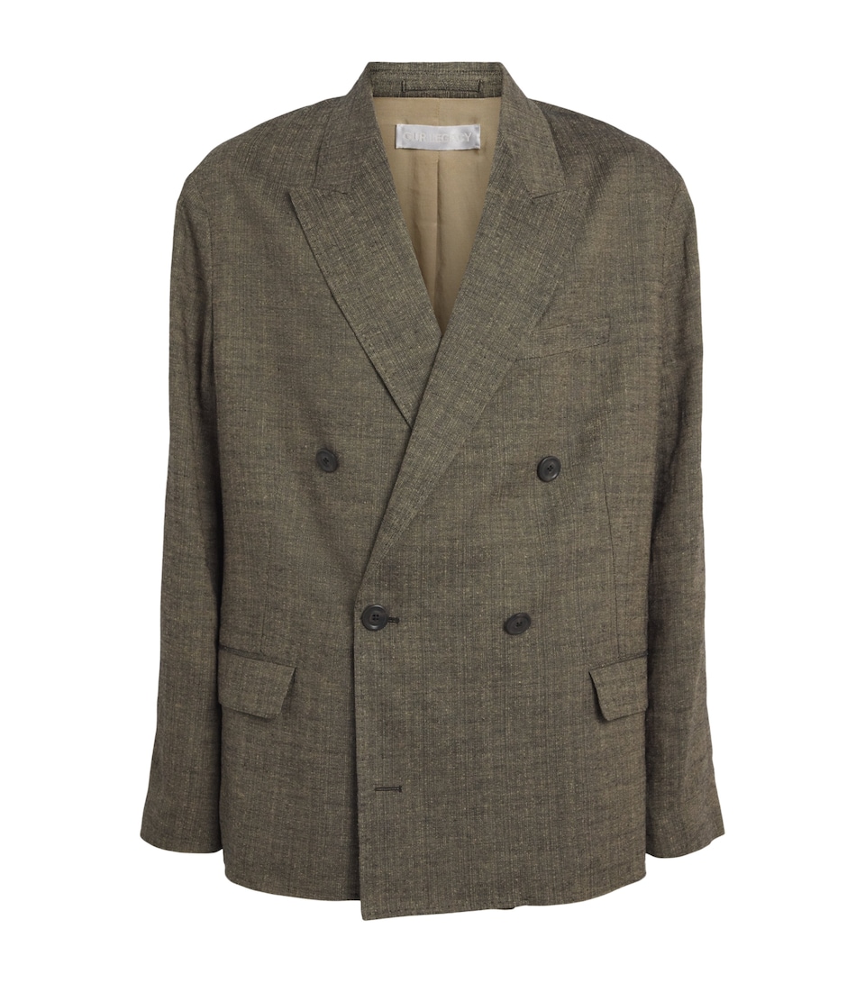 Our Legacy Mens Linen-Silk-Cotton Halt Oversized Blazer Deep Husk
