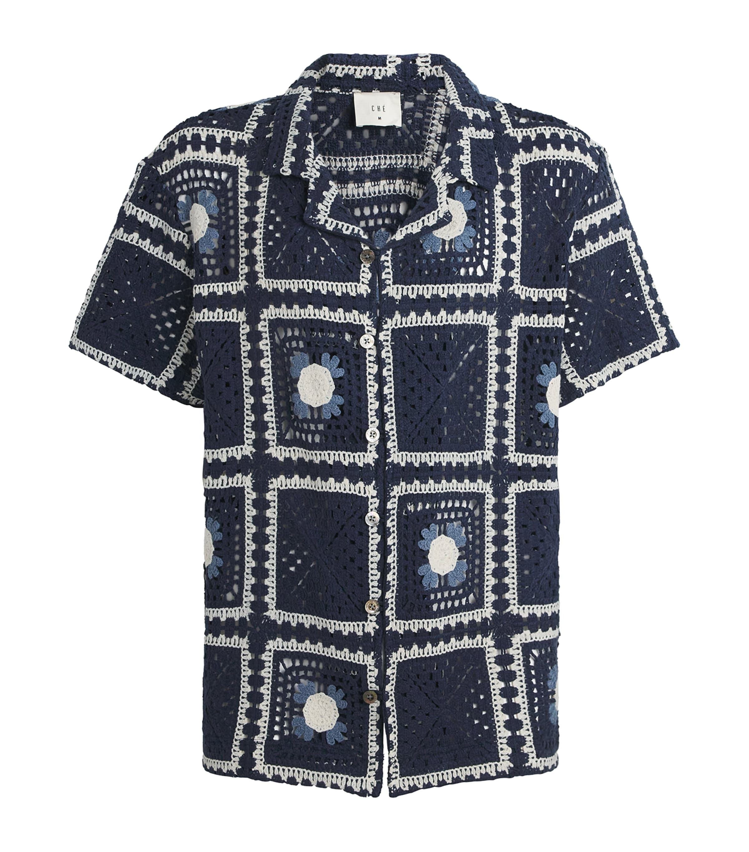 CHÉ Mens Crocheted Tejer Shirt Navy