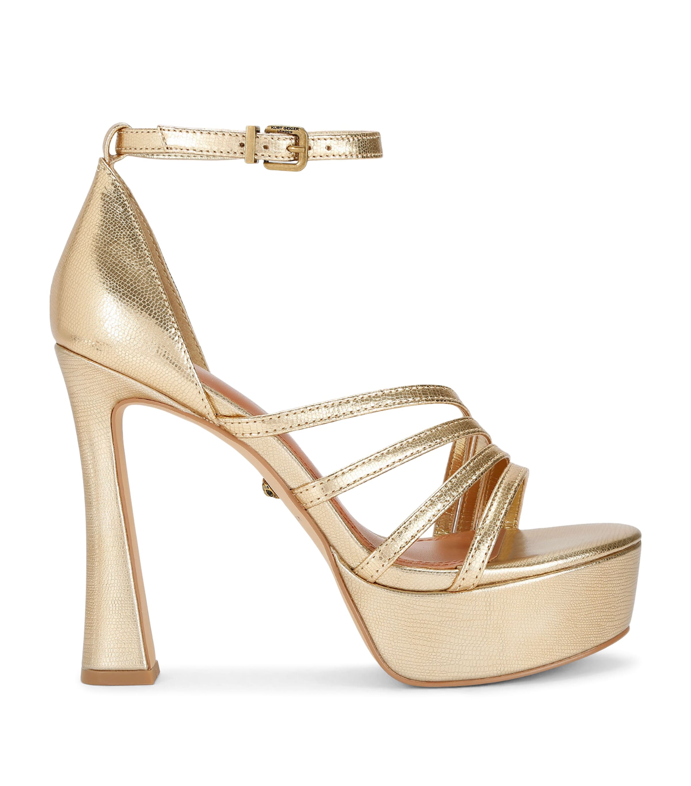 Kurt Geiger London Leather Annabel Platform Sandals 130 Gold