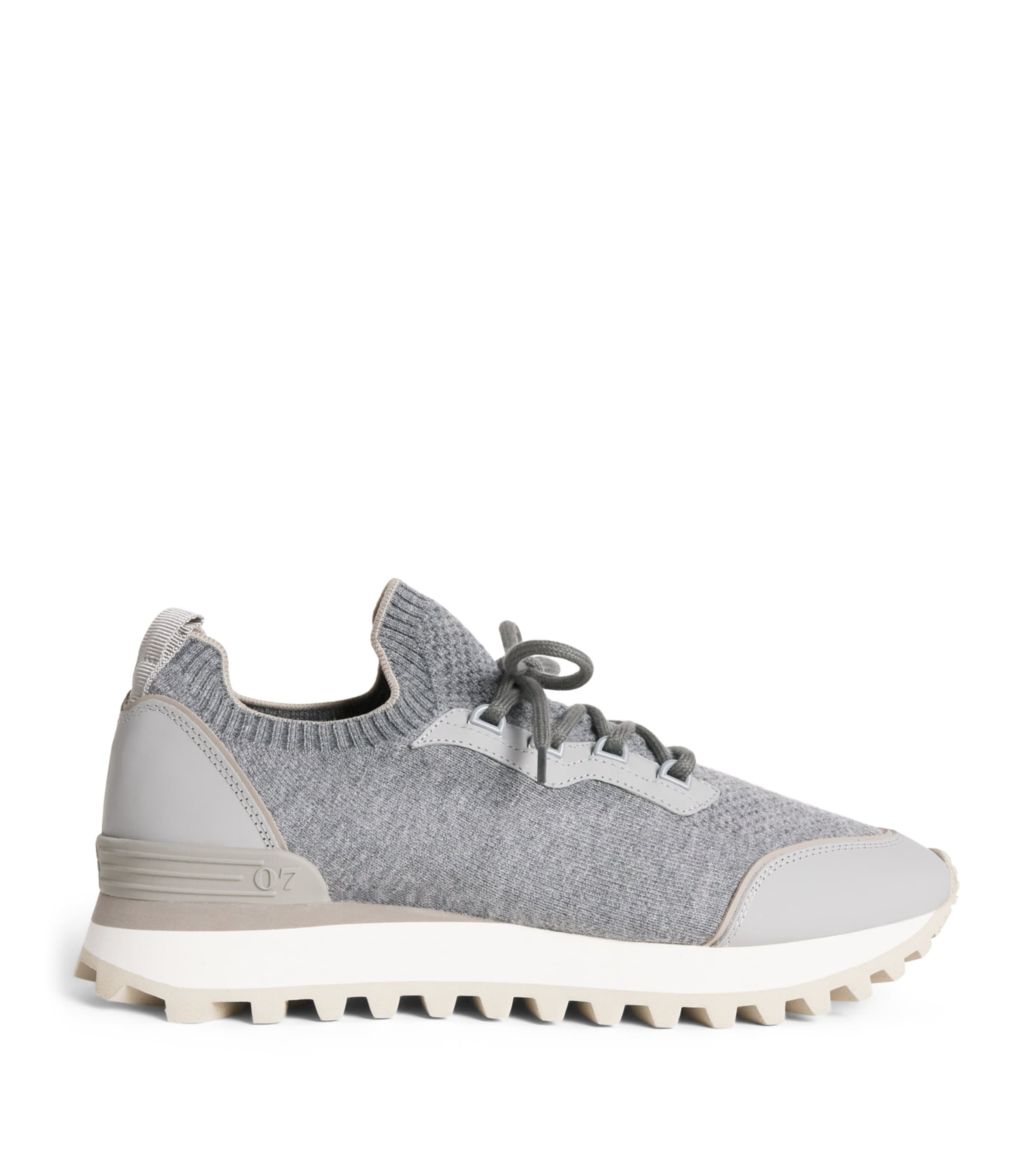 Eleventy Merino Wool-Leather Sneakers Grigio Medio, Grigio