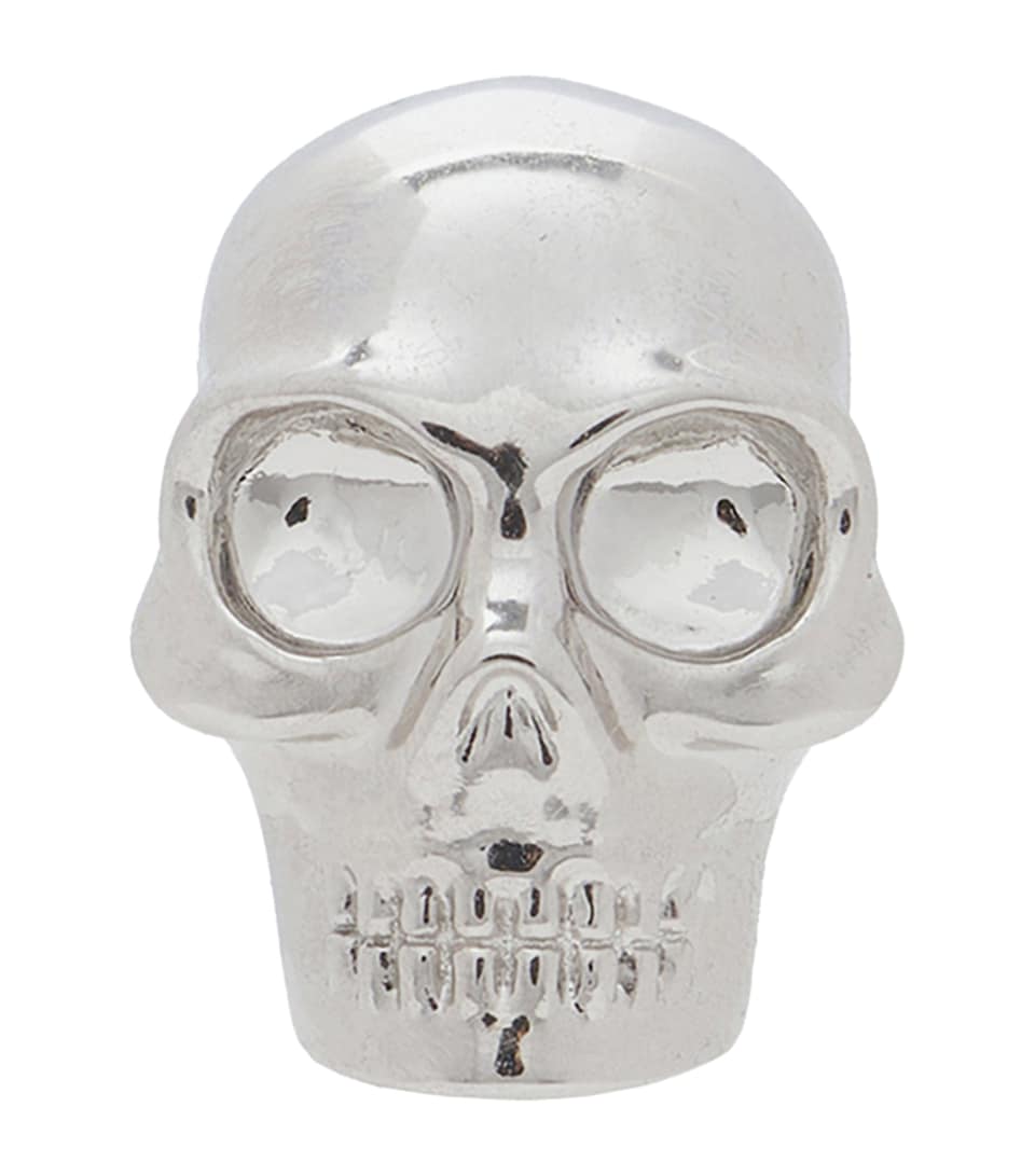 Palladium-Plated Skull Stud Single Earring