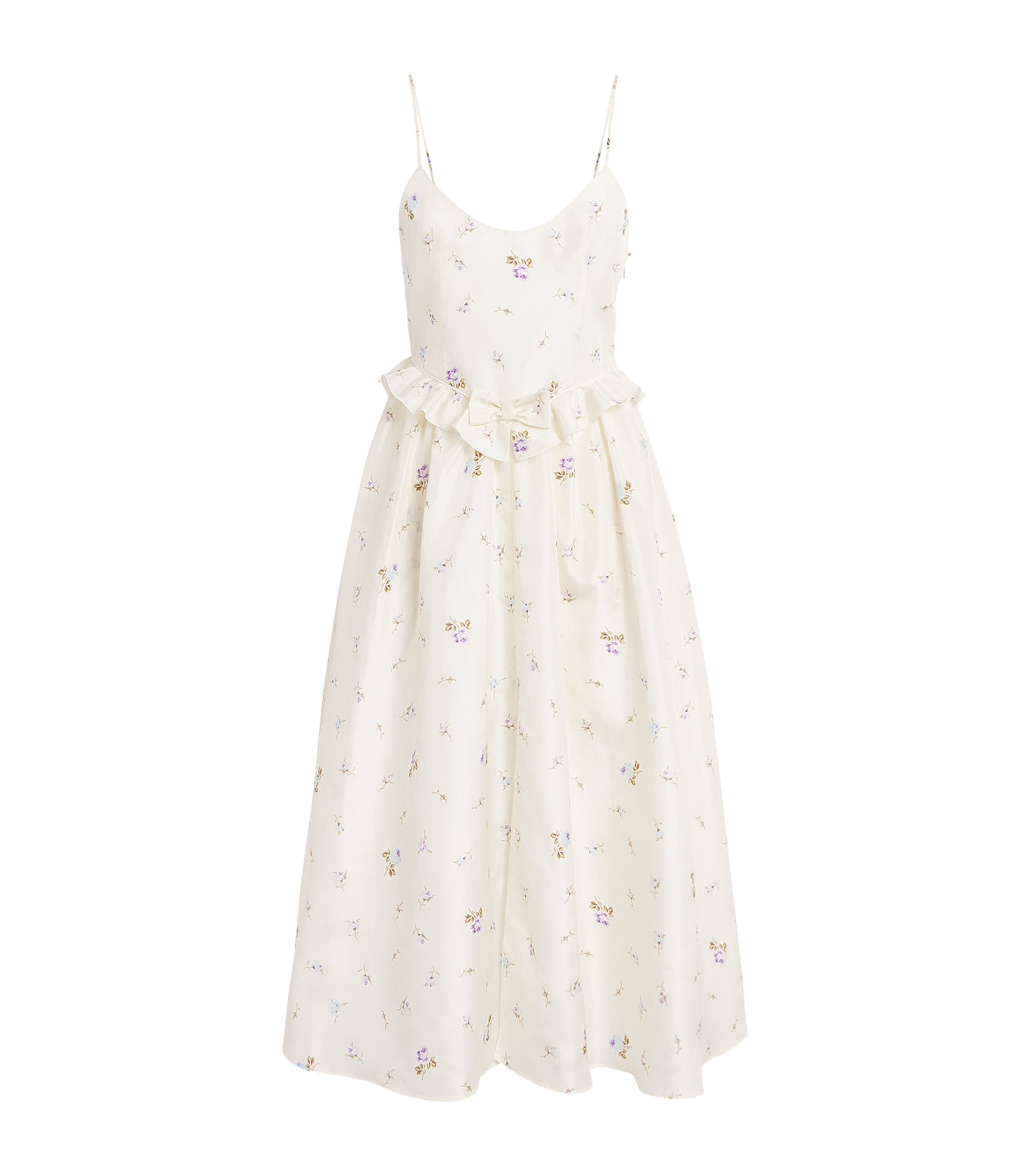Alessandra Rich Womens Silk Floral Midi Dress White Multi