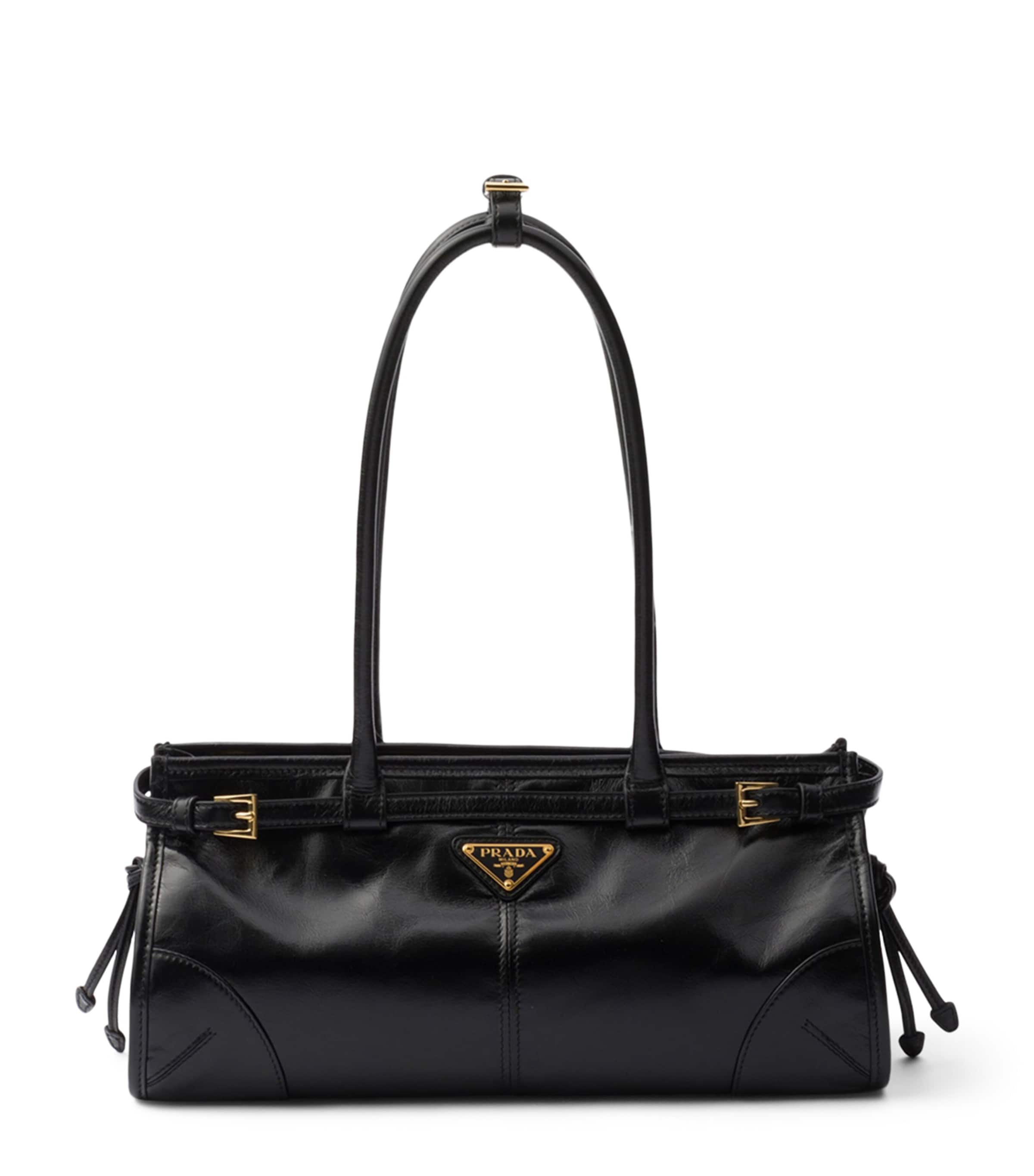 Prada Medium Leather Bonnie Shoulder Bag Black