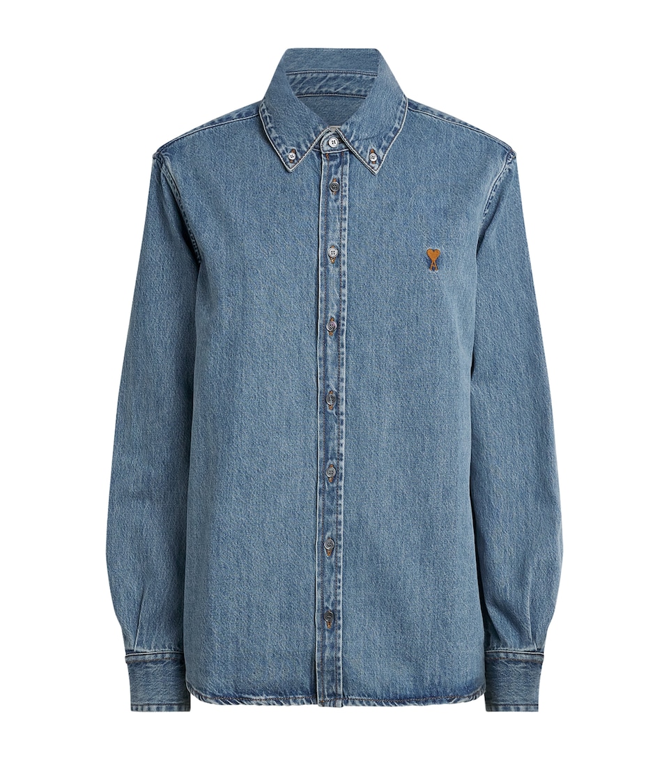 AMI Paris Womens Ami de Coeur Denim Shirt Bleu Used