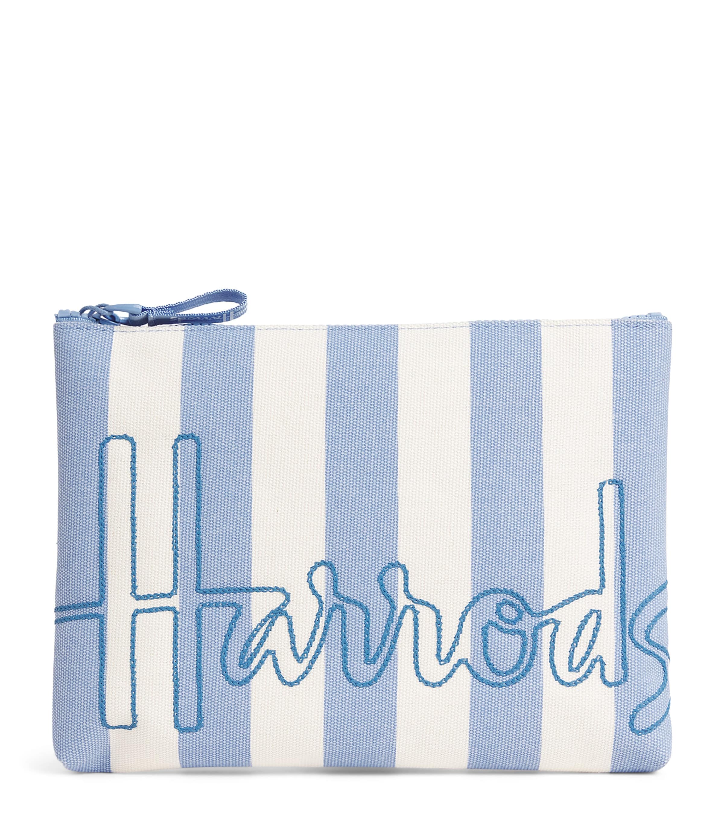 Medium Cotton Stripe Logo Pouch