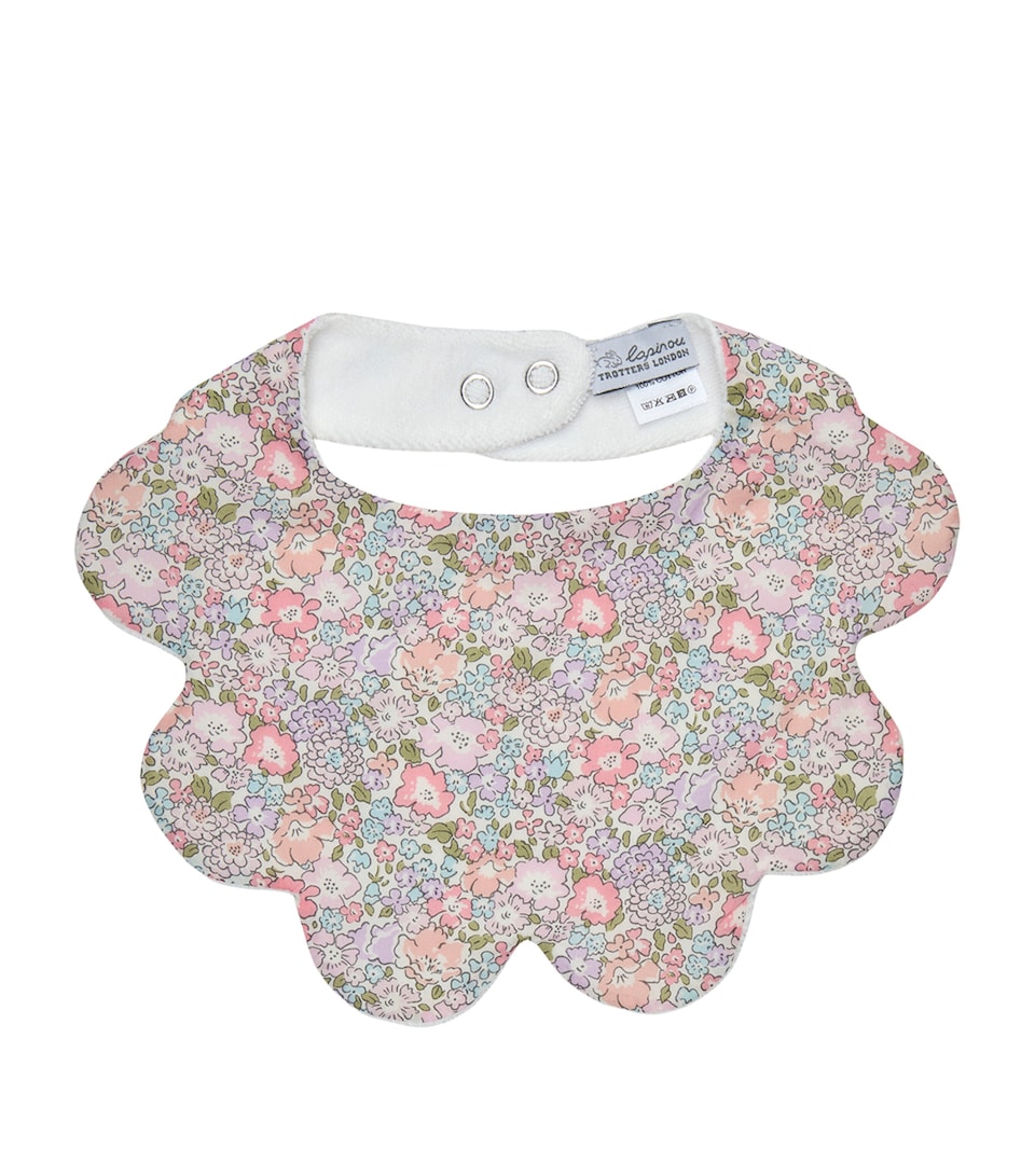 Trotters Cotton Michelle Print Scalloped Bib Pink