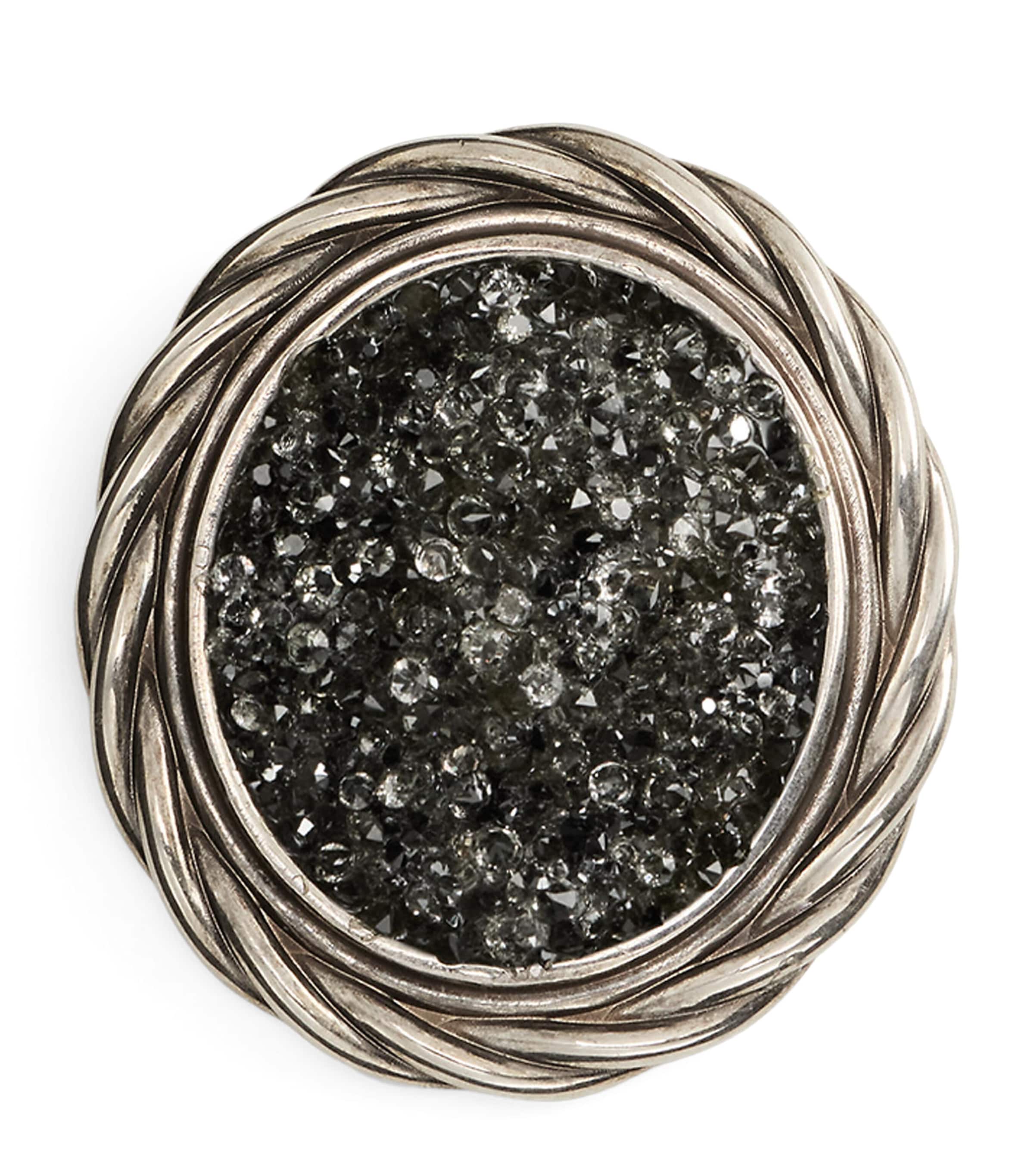 Ralph Lauren Collection Antiqued Twisted-Frame Pyrite Brooch Antique Silver/multi