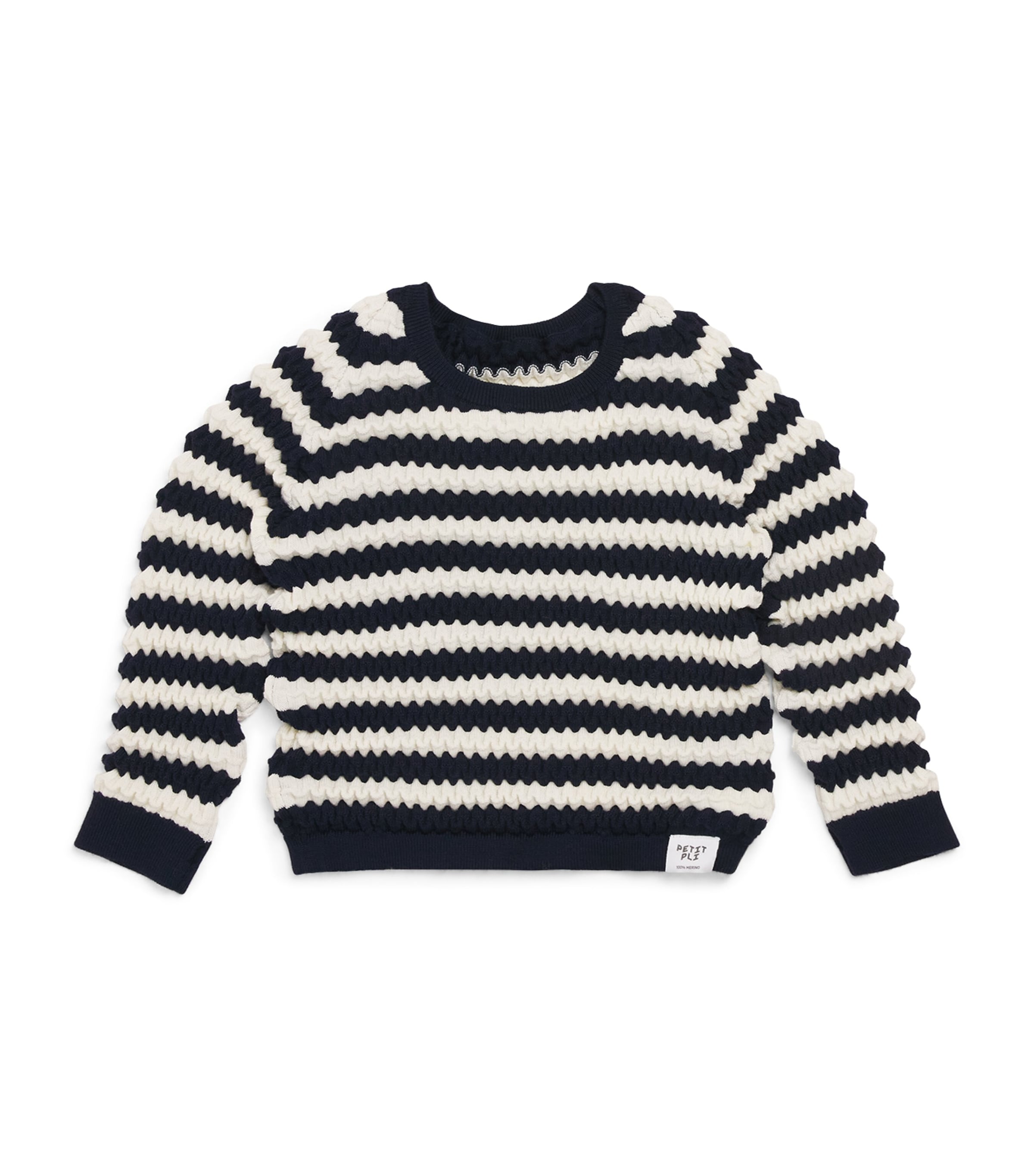 Petit Pli Merino Wool Crinkle Stripe Sweater (9 Months-10 Years) Shipmate