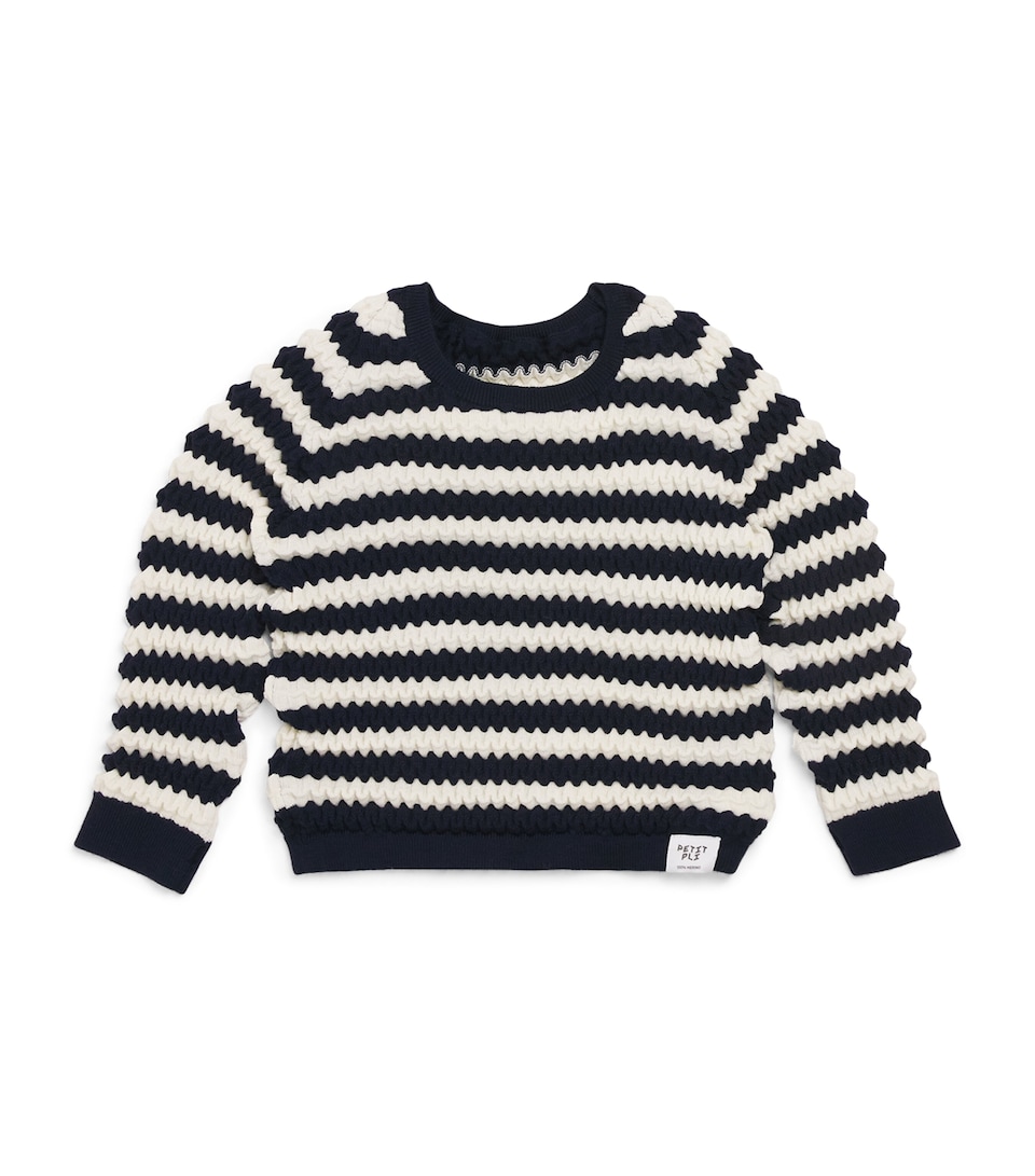 Petit Pli Merino Wool Crinkle Stripe Sweater (9 Months-10 Years) Shipmate