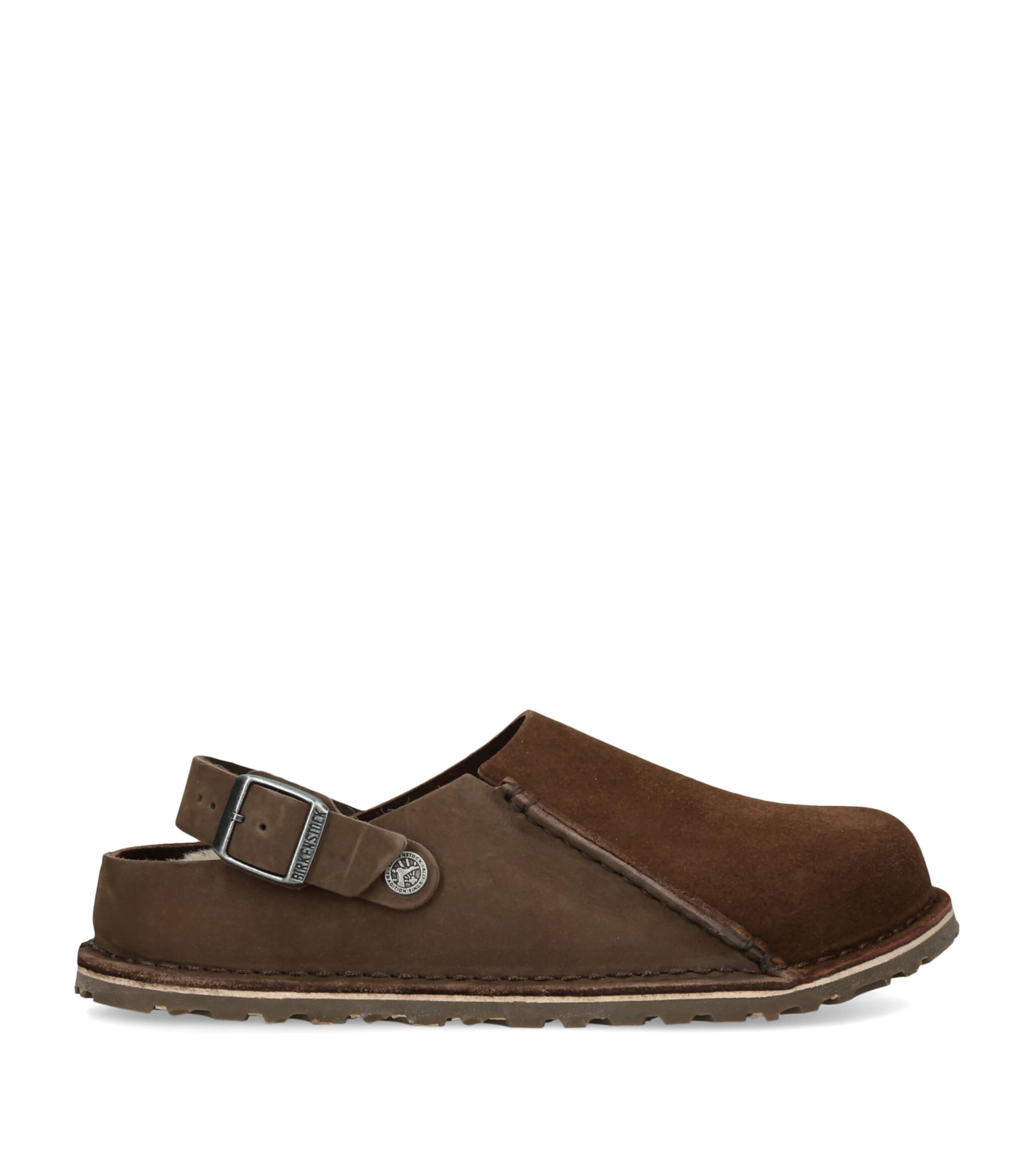 Birkenstock Suede Shearling-Lined Lutry Clogs (Regular Fit) Dark Brown