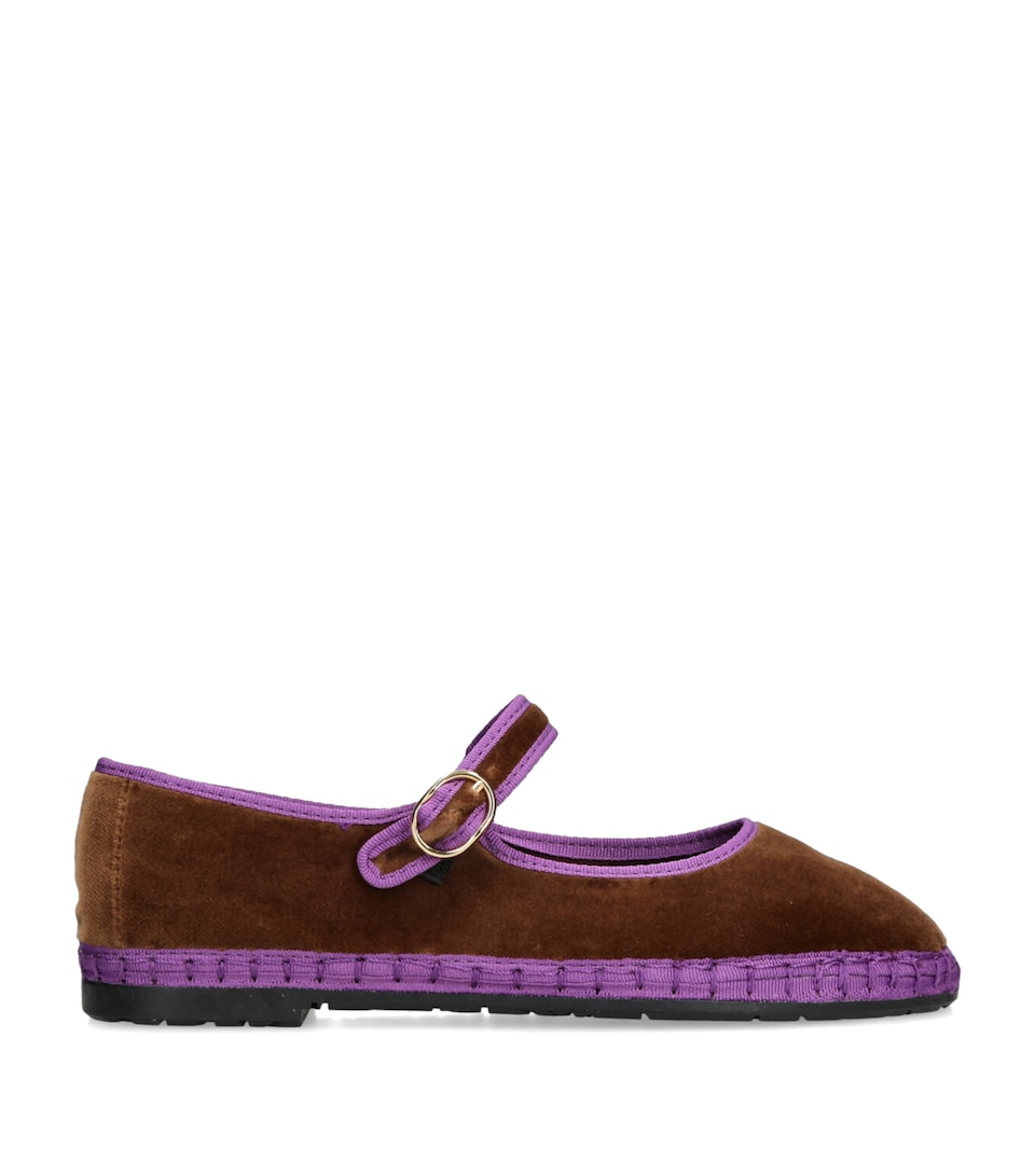Flabelus Velvet Archer Mary Janes Brown/oth