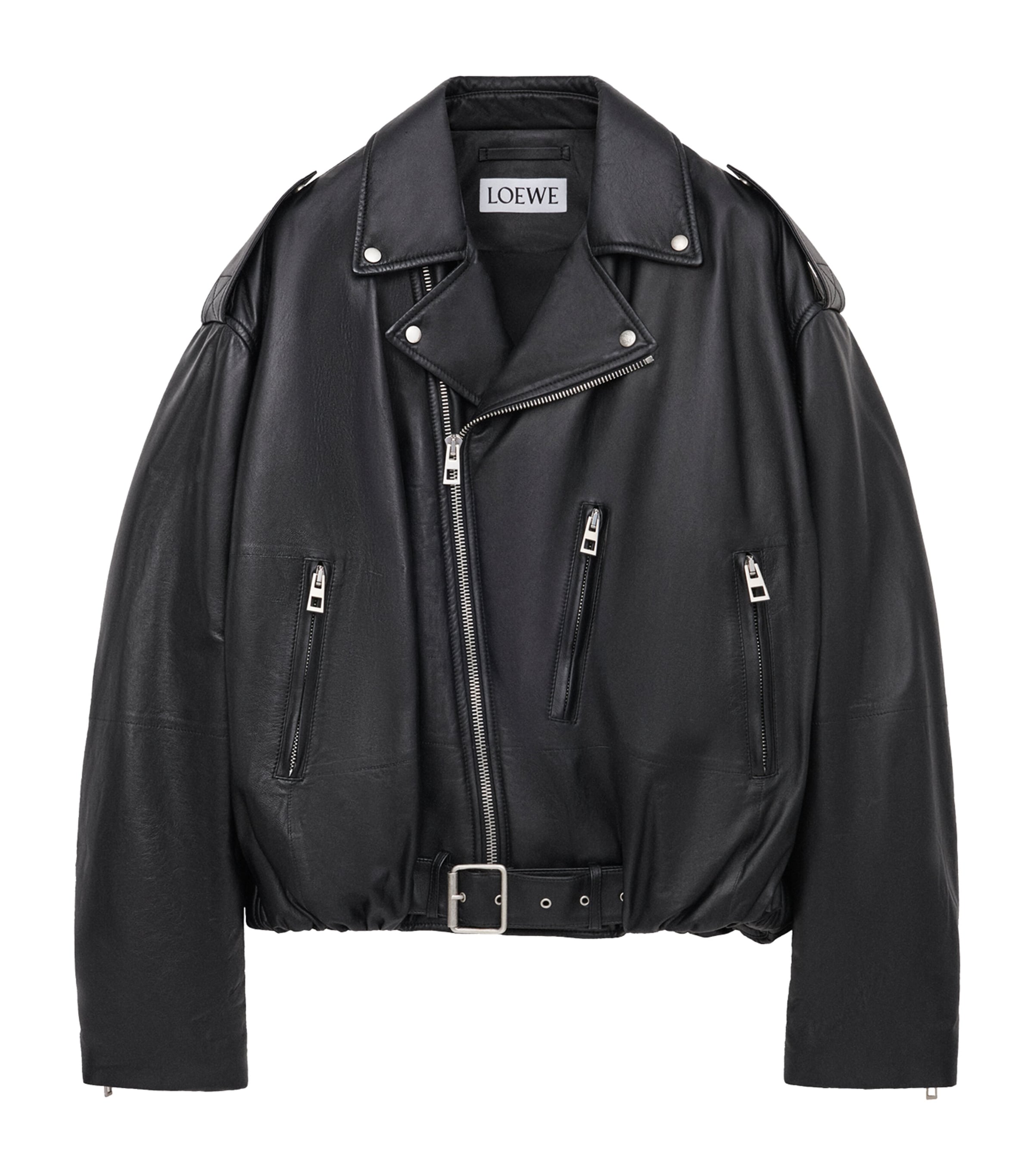 Balloon Leather Biker Jacket
