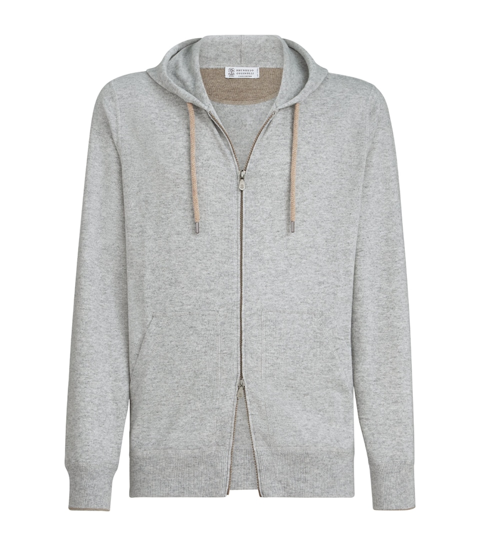 Brunello Cucinelli Mens Cashmere Zip-Up Hoodie