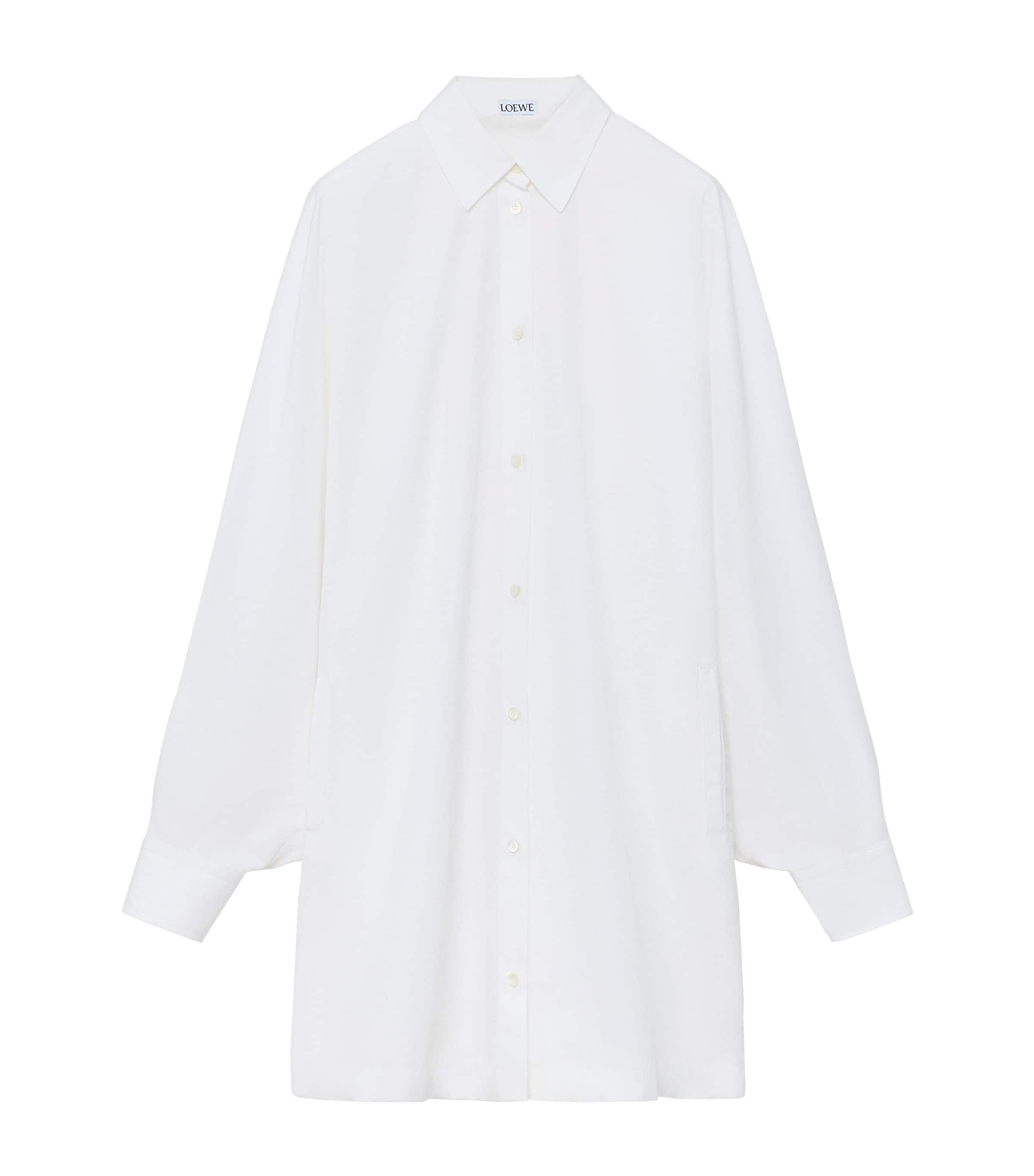 LOEWE Womens Stretch-Cotton Midi Shirt Dress White