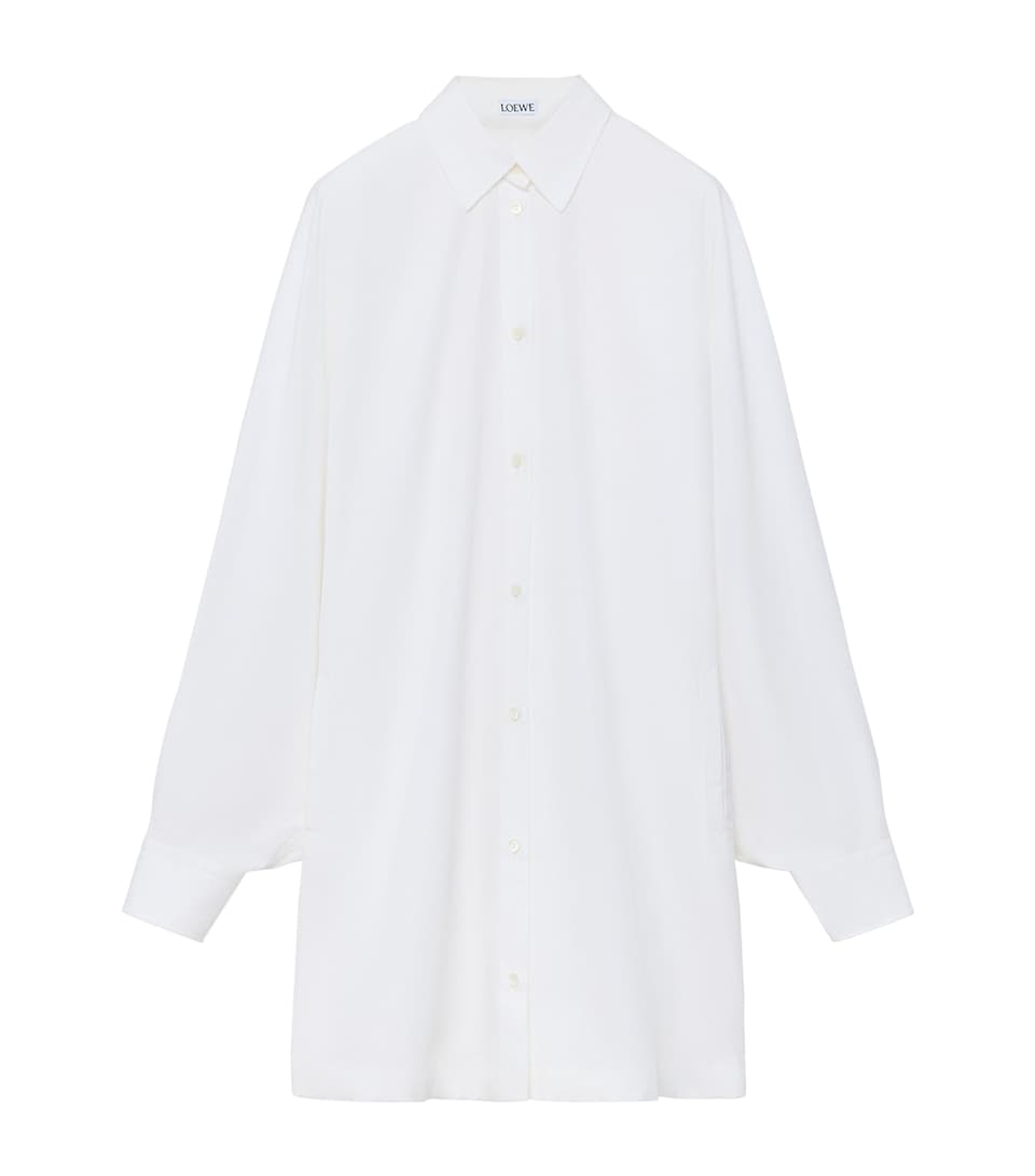 LOEWE Womens Stretch-Cotton Midi Shirt Dress White