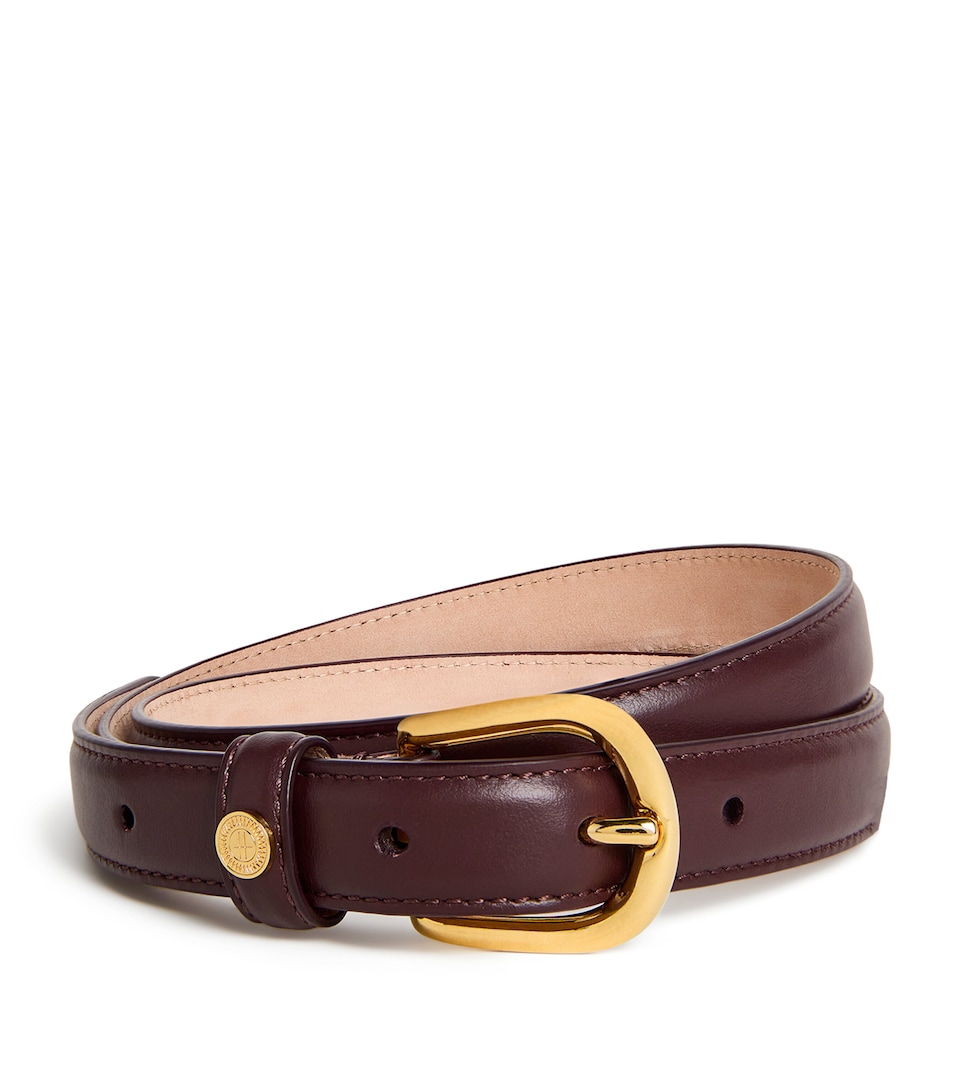 Harrods Leather Slim Belt Burgundy