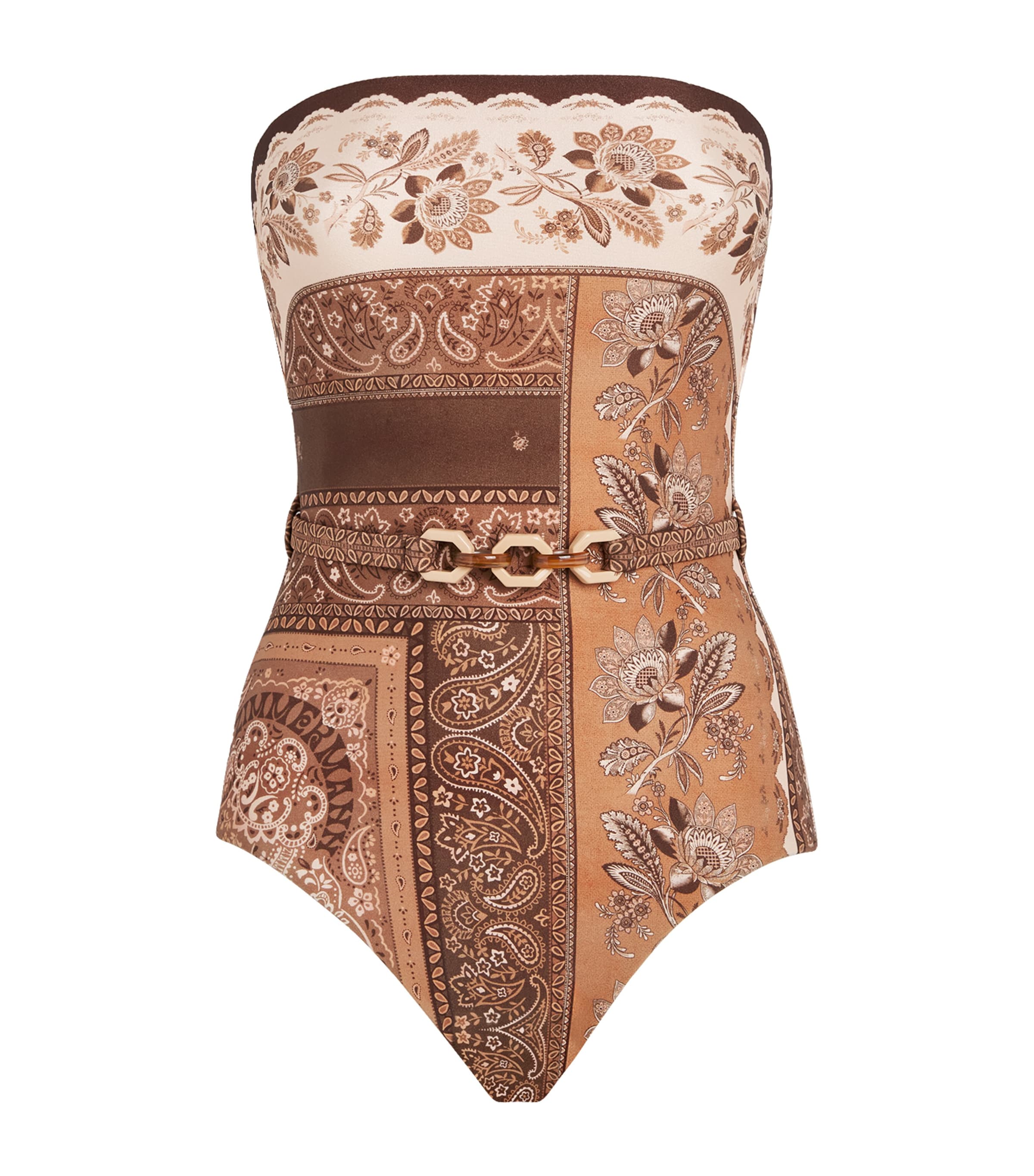 Zimmermann Printed Belted Wylie Swimsuit | Harrods UK