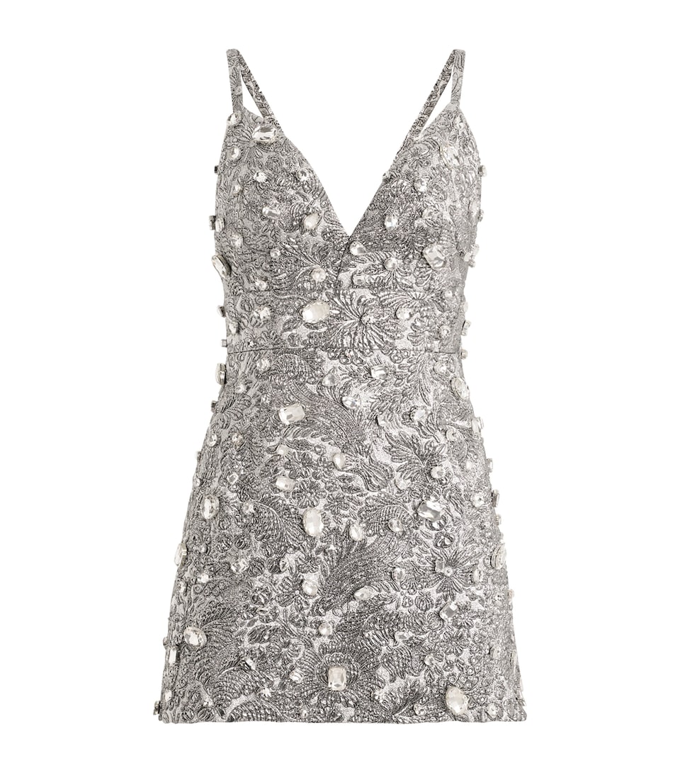Metallic Embroidered Mini Dress