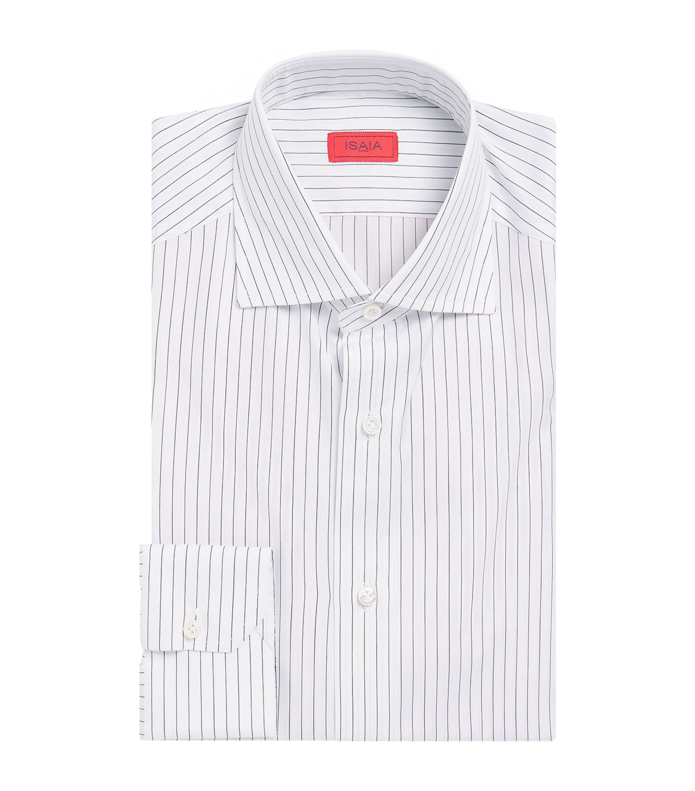 Isaia Mens Cotton-Silk Stripe Shirt
