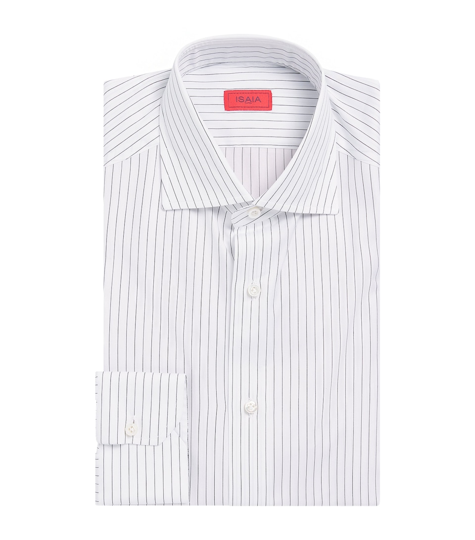Isaia Mens Cotton-Silk Stripe Shirt