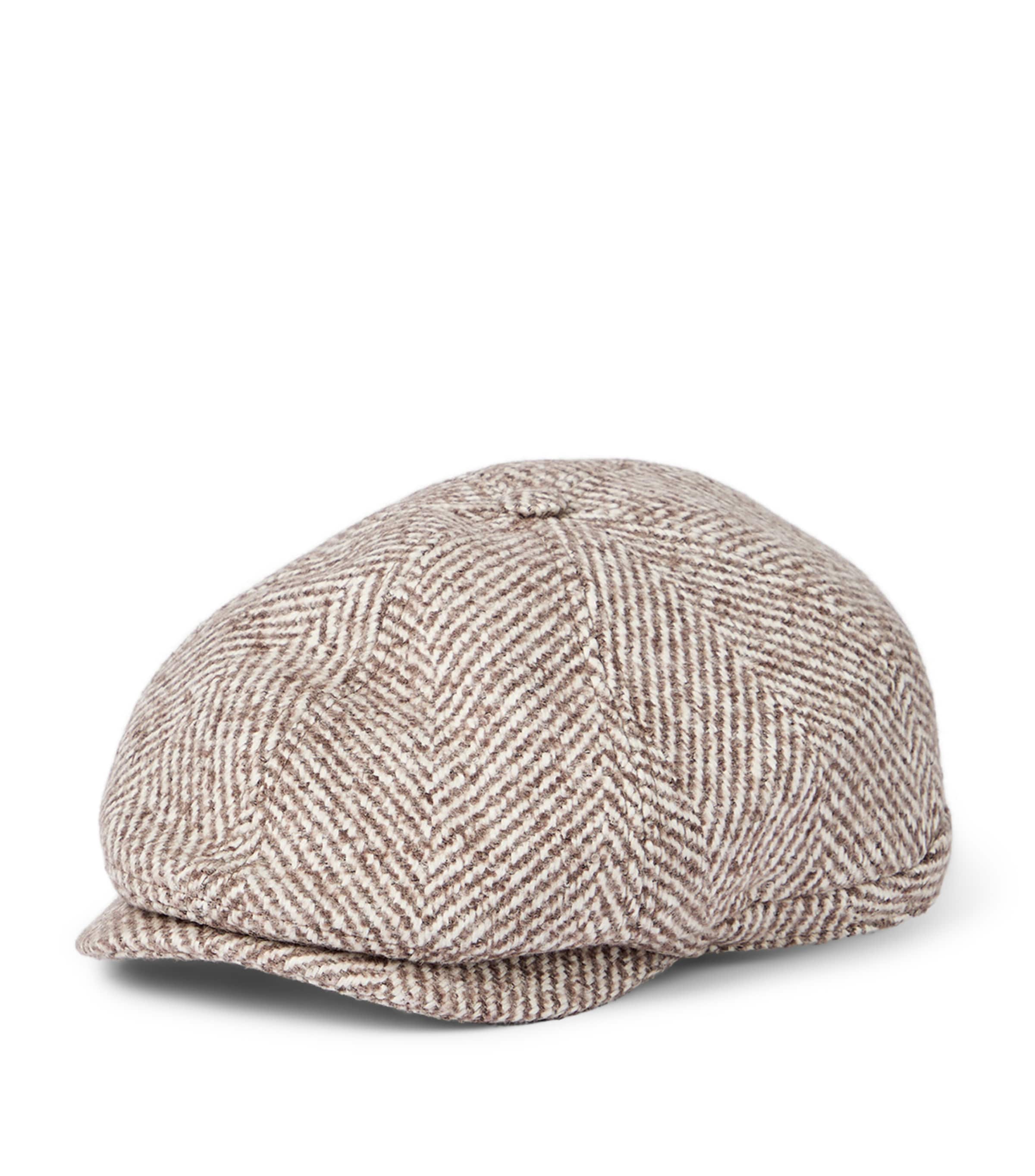 Wool-Alpaca Chevron Flat Cap